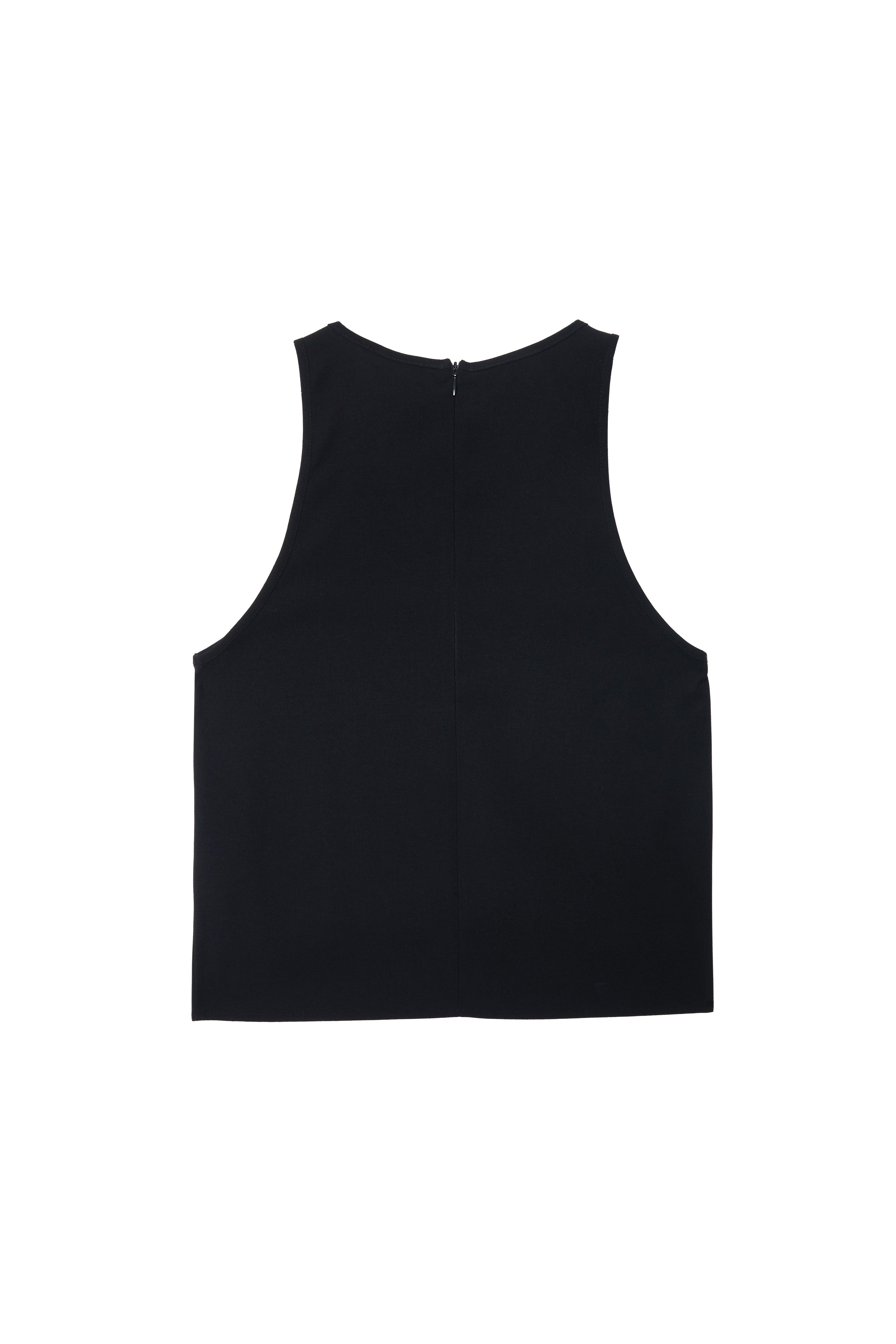 Siyah Kolsuz Krep Bluz