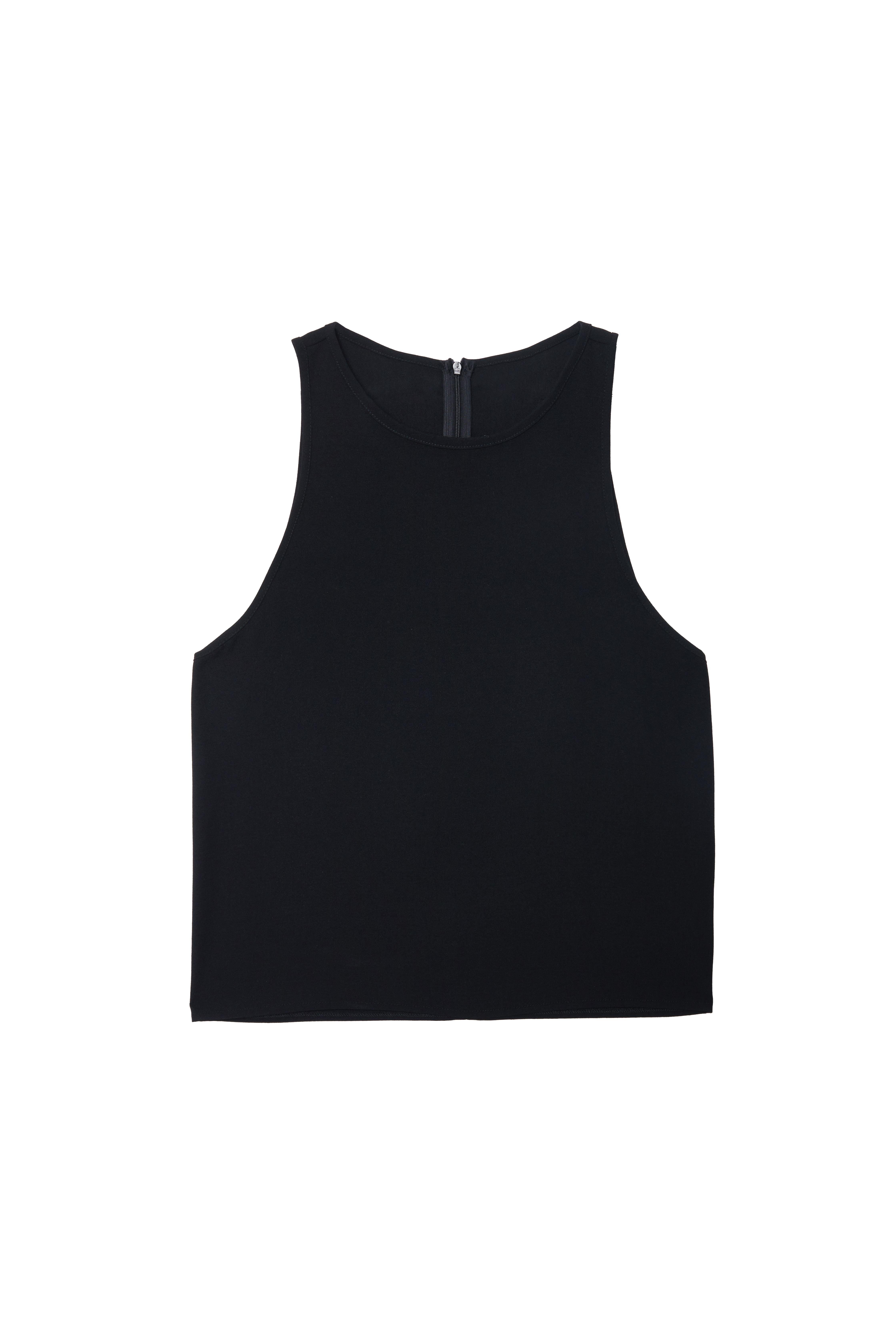 Siyah Kolsuz Krep Bluz