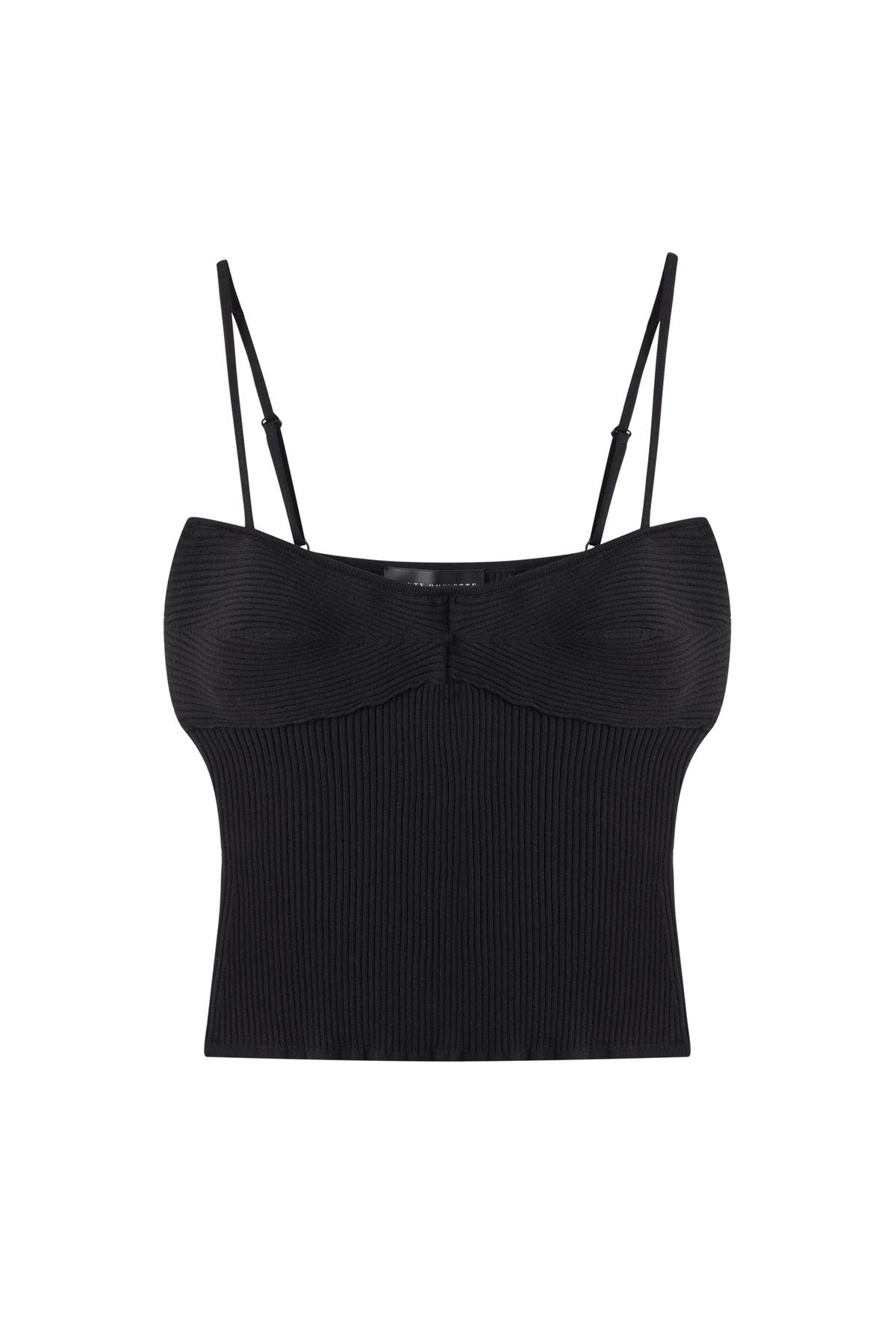 Siyah Korse Görünümlü Triko Büstiyer