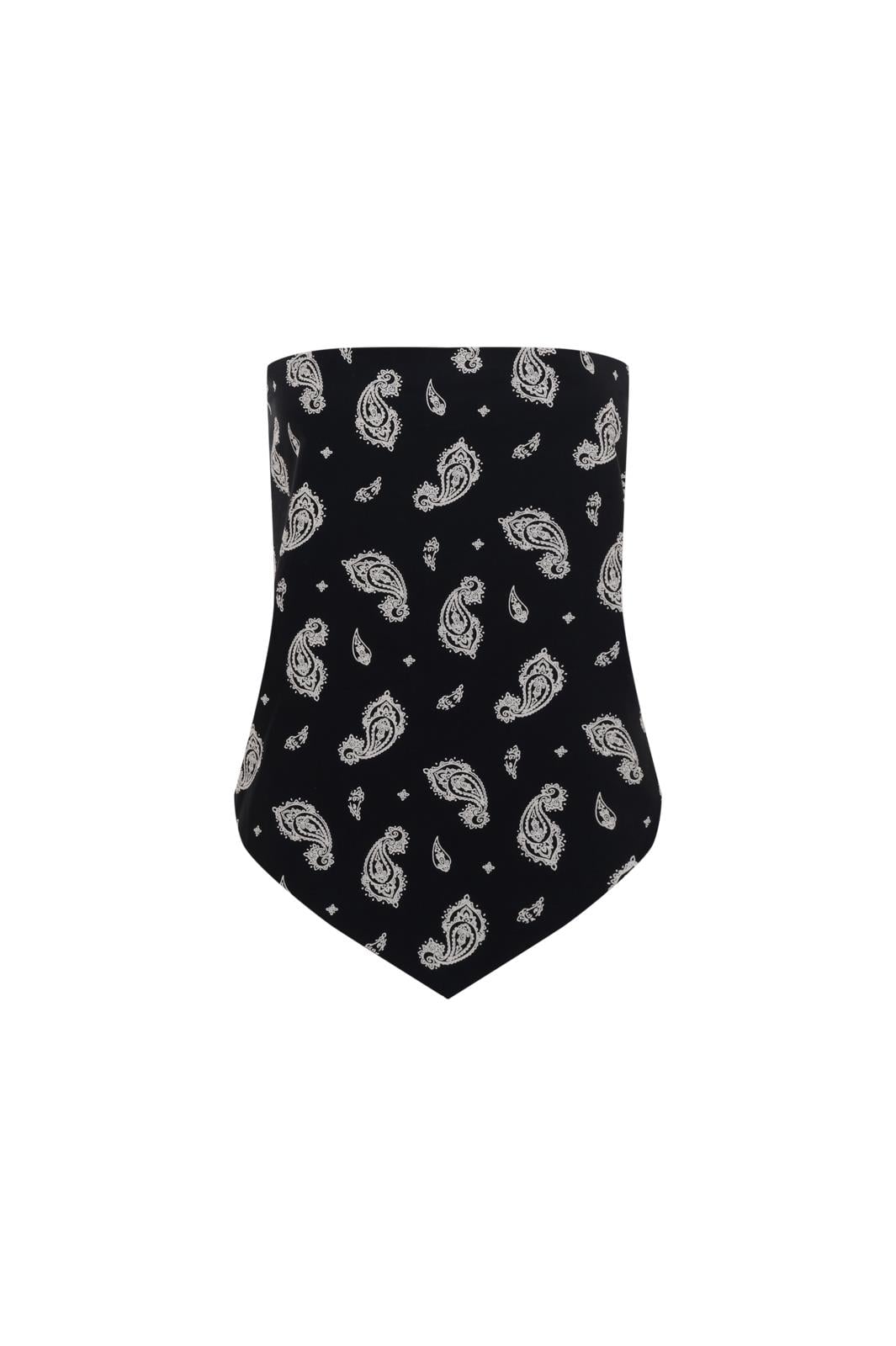 Siyah Koton Şal Desen Bandana Form Bluz