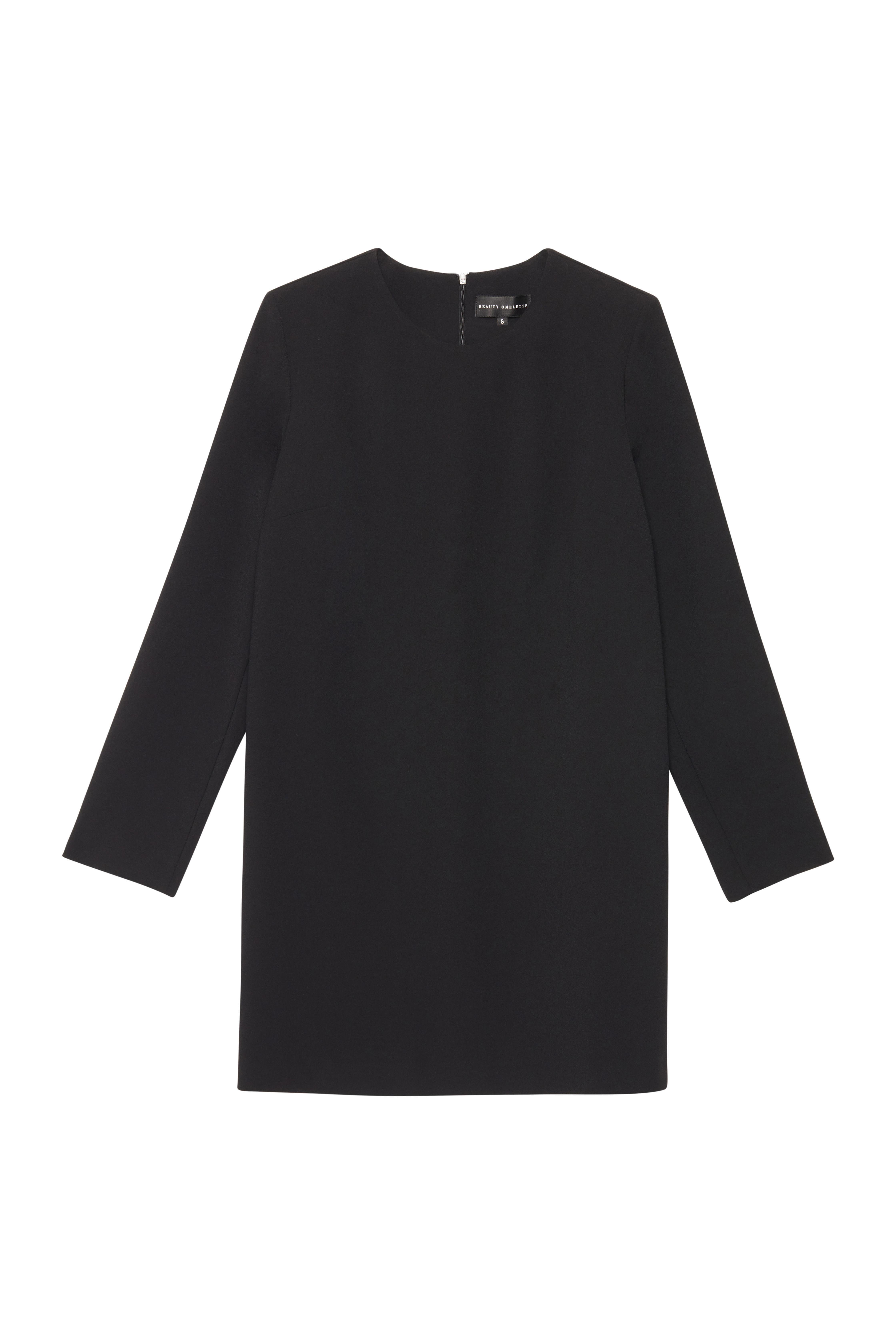 Siyah Krep Vatkalı Mini Elbise - Exclusive Collection
