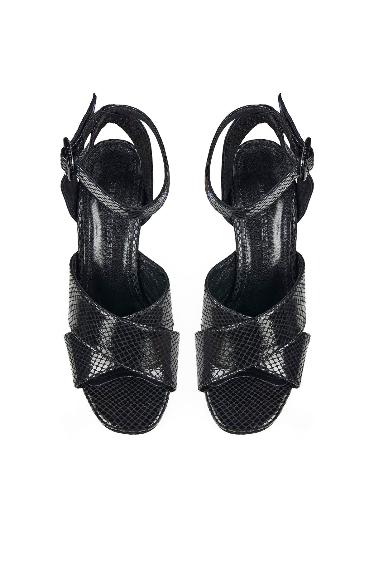 Siyah Kroko Dokulu Naomi Platform