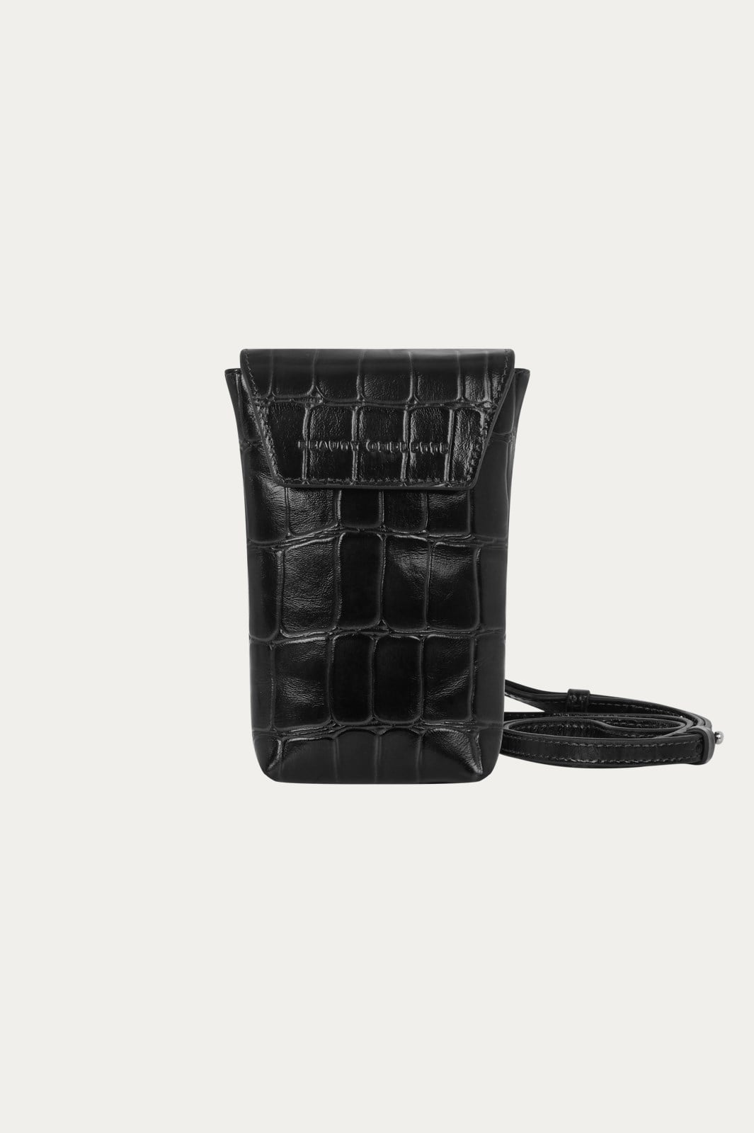 Siyah Kroko Mini Çapraz Askılı Çanta