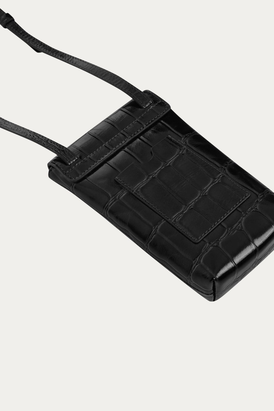 Siyah Kroko Mini Çapraz Askılı Çanta