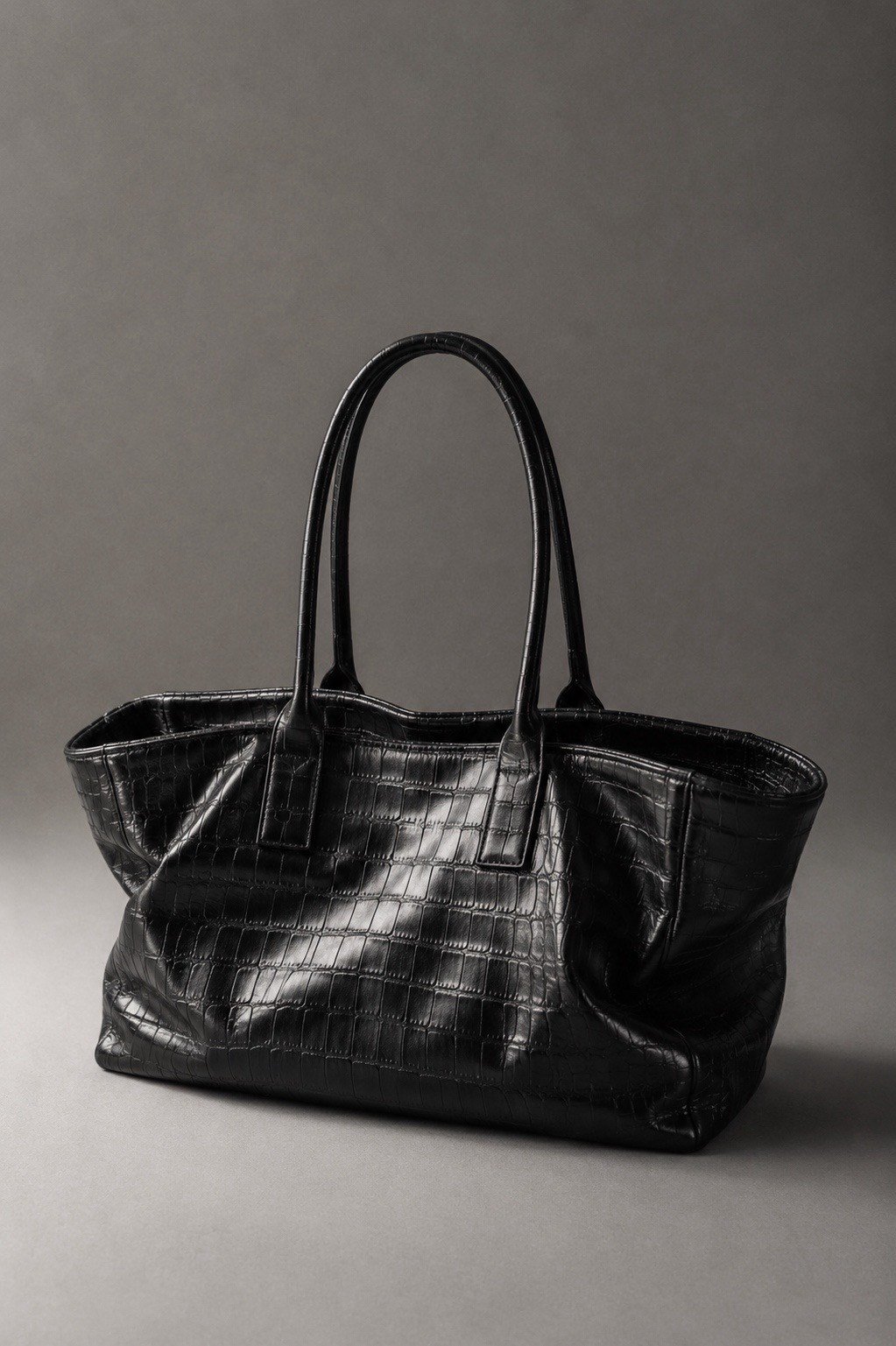 Siyah Kroko Raphael Shopping Bag