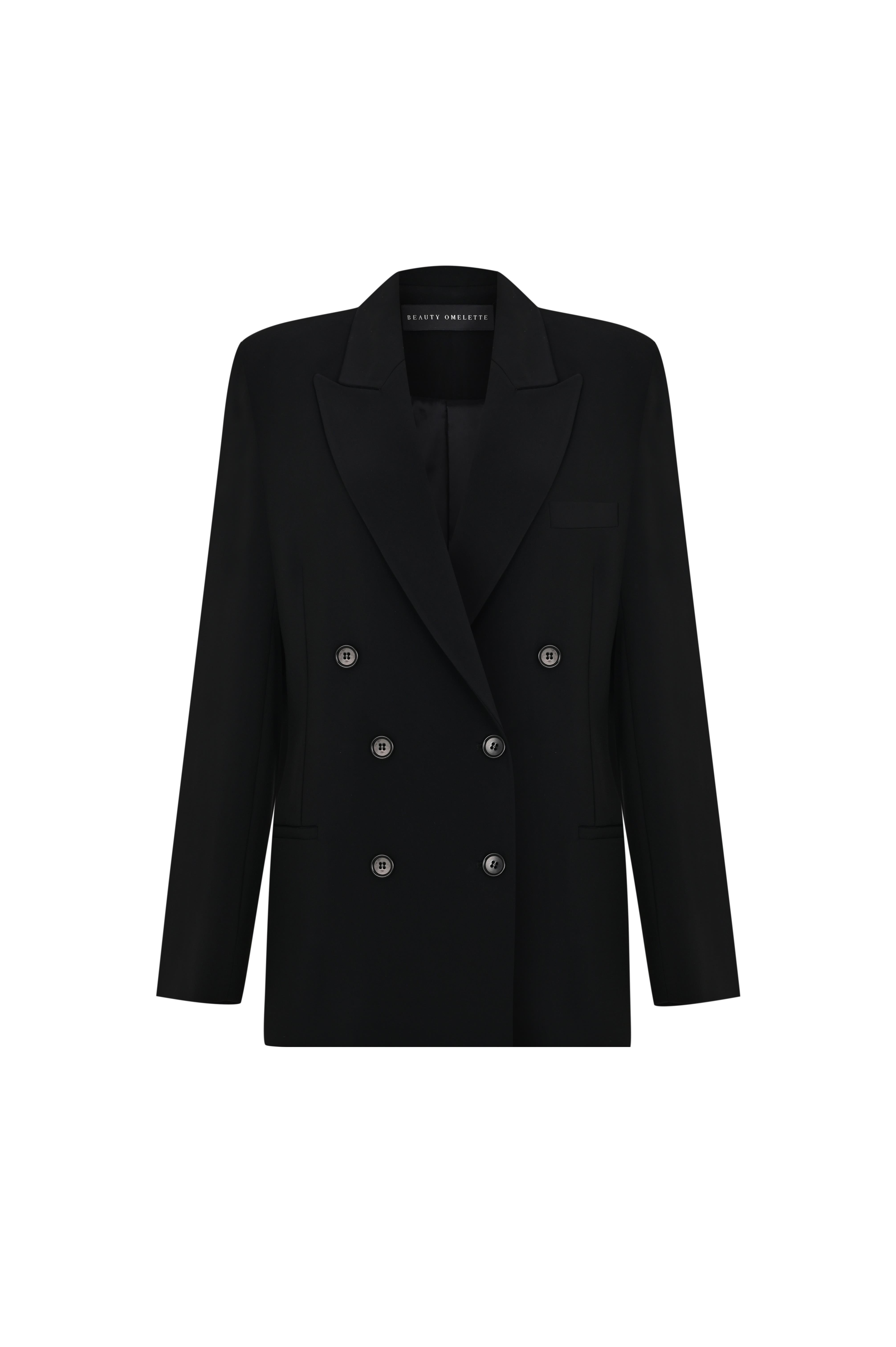 Siyah Kruvaze Yaka Blazer