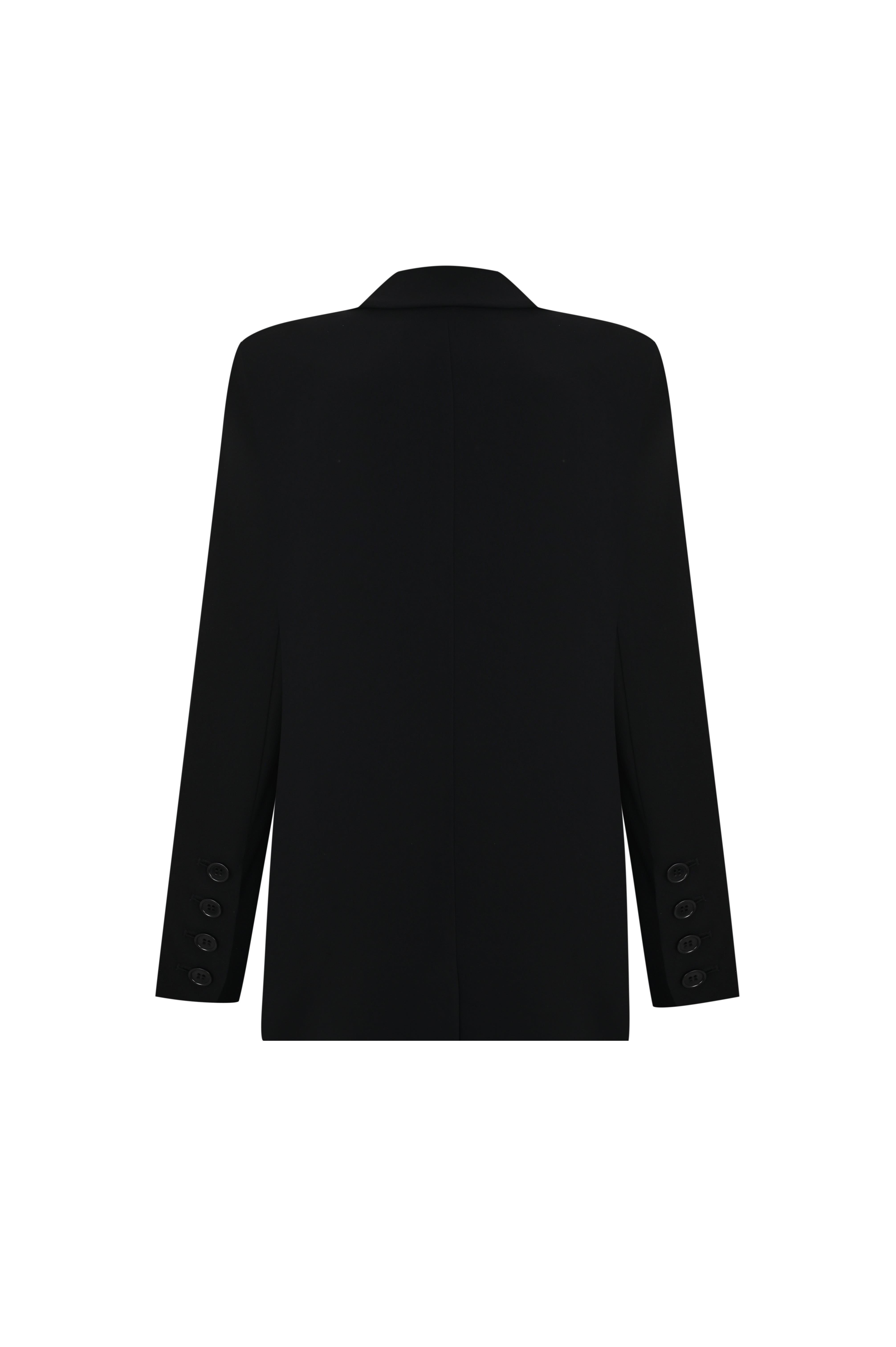 Siyah Kruvaze Yaka Blazer