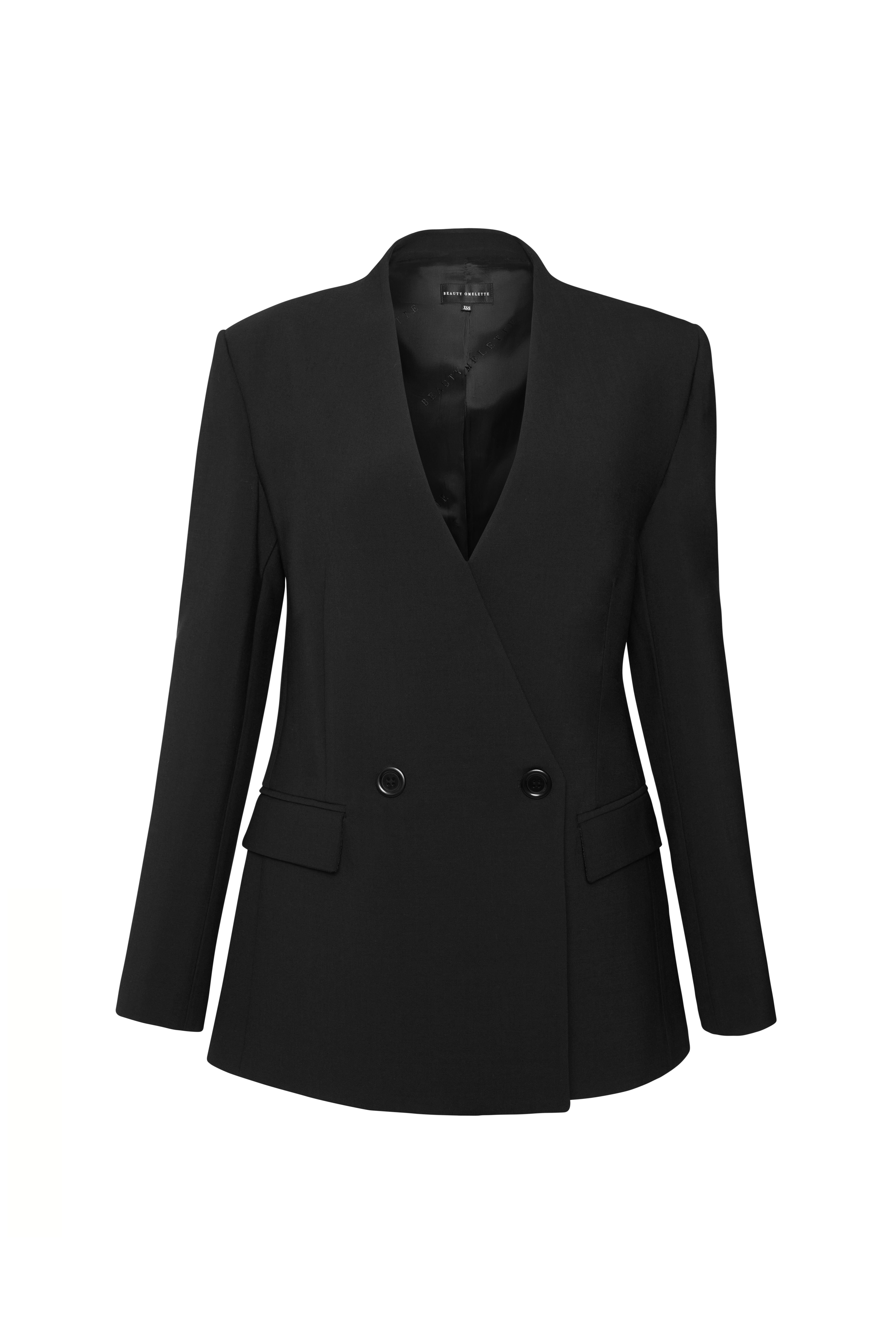 Siyah Kruvaze Yünlü Blazer - Exclusive Collection