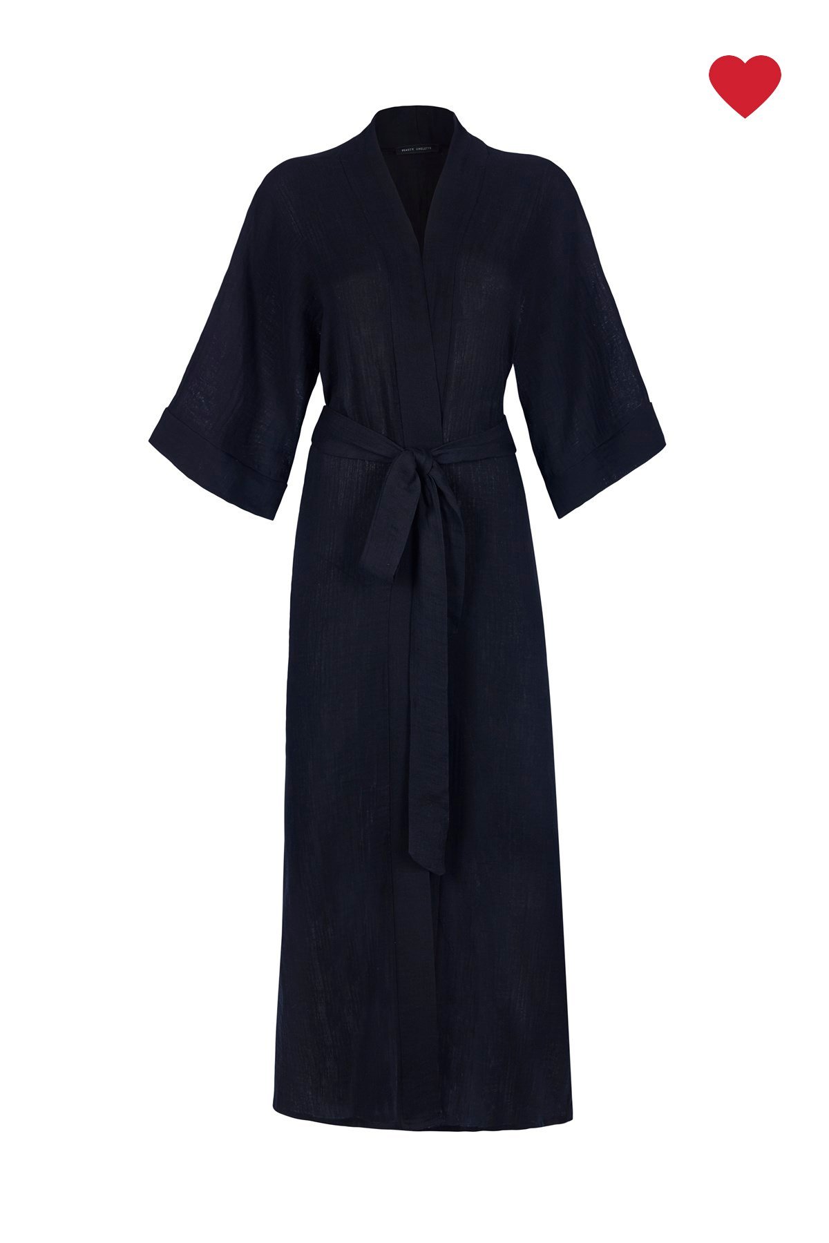 Siyah Kuşak Detaylı Uzun Kimono