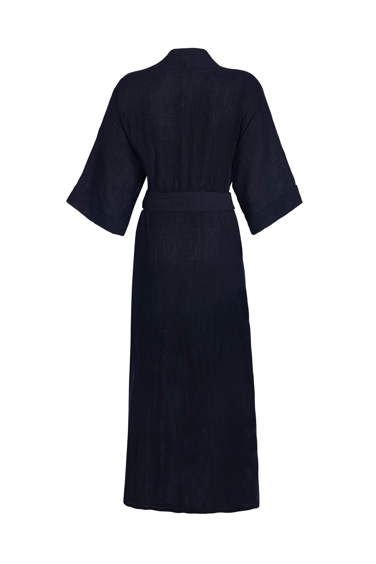 Siyah Kuşak Detaylı Uzun Kimono
