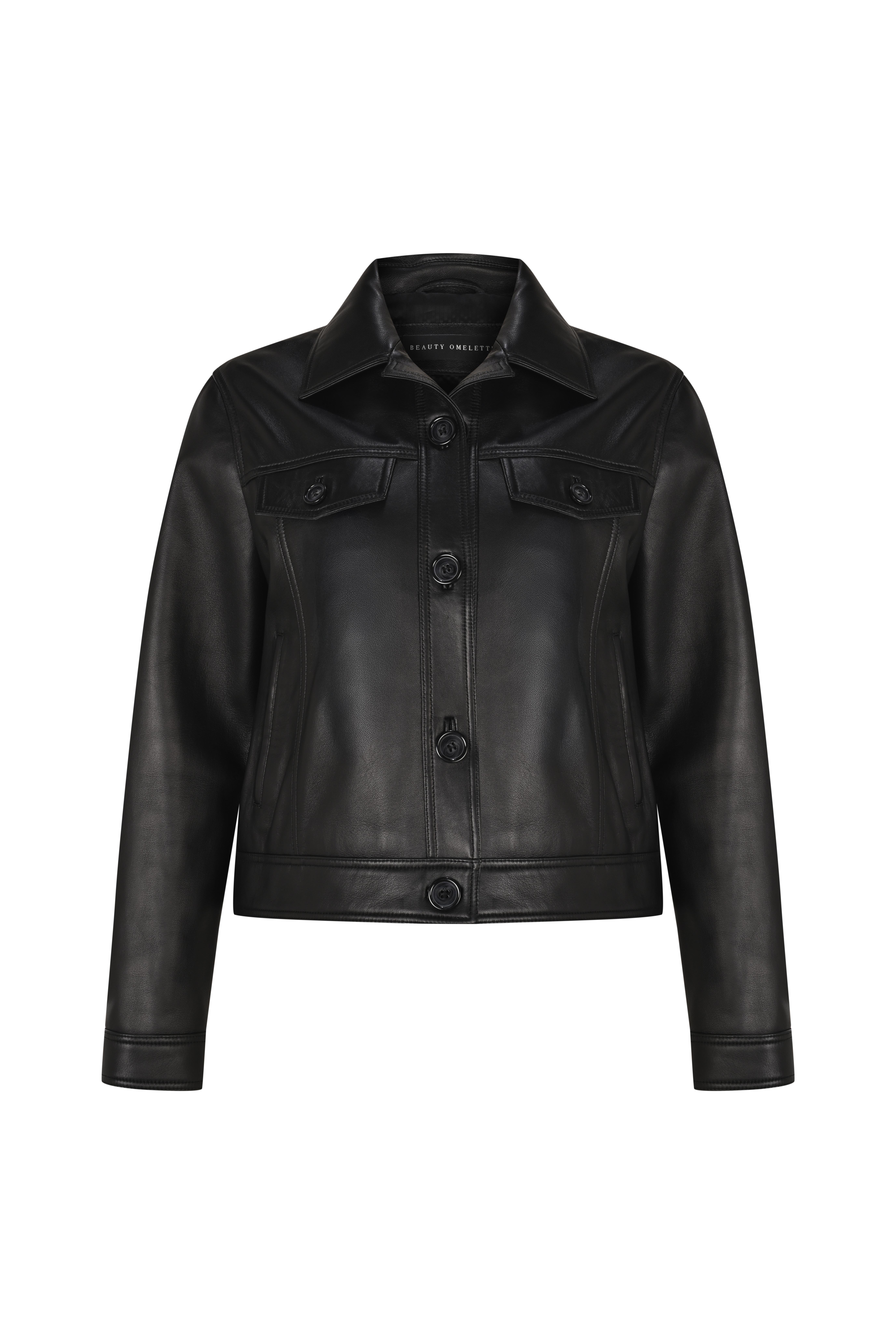 Siyah Kutu Form Deri Ceket