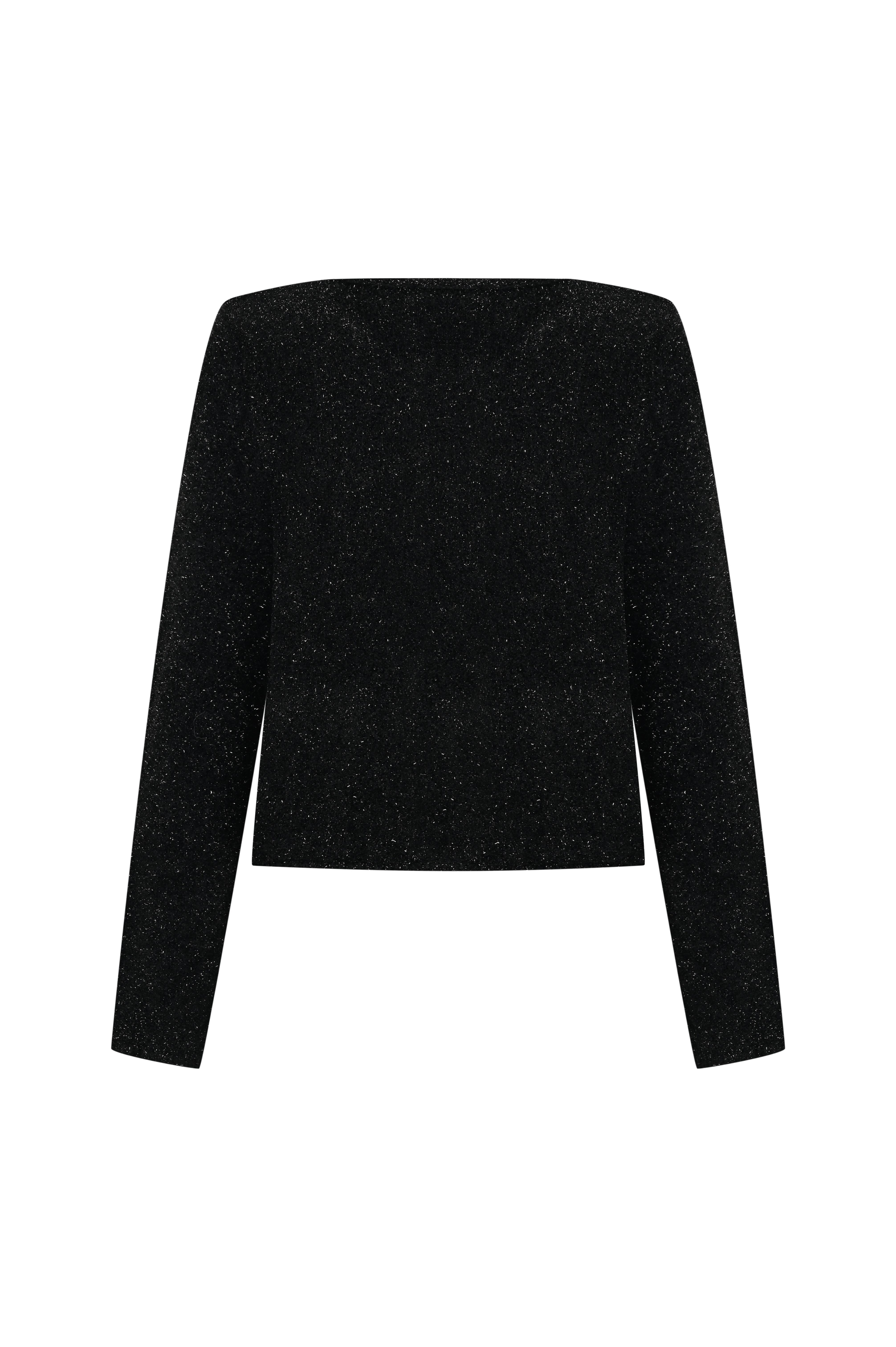 Siyah Kutu Form Simli Ceket