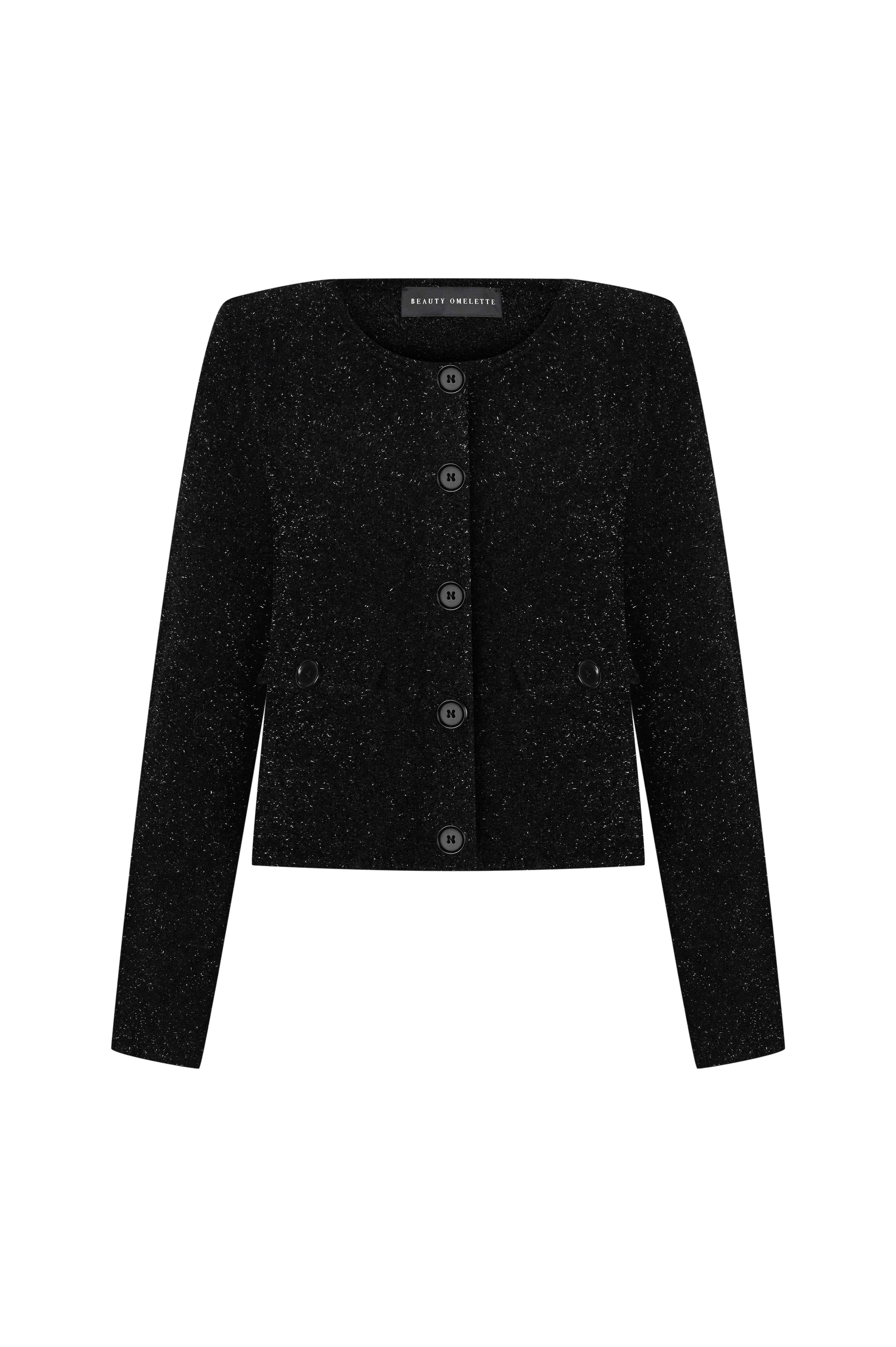 Siyah Kutu Form Simli Ceket