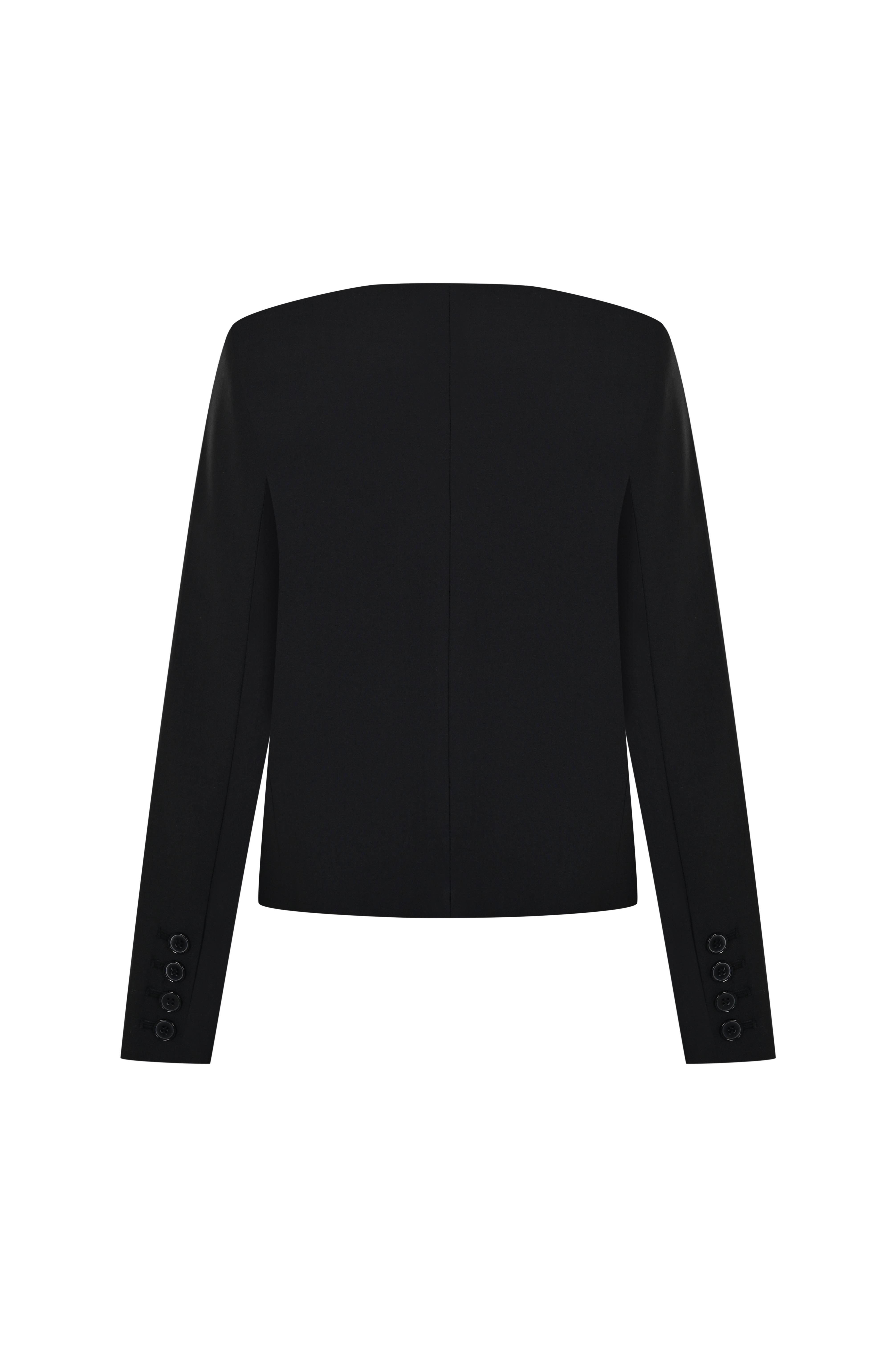 Siyah Kutu Form Yünlü Ceket