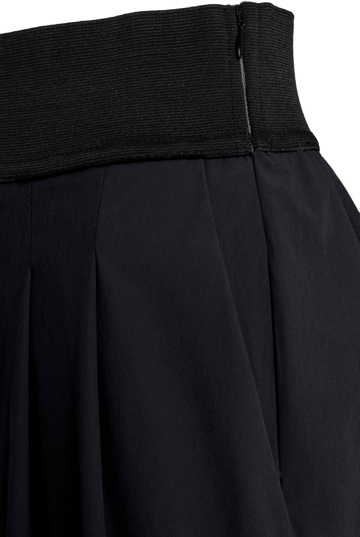 Siyah Lastik Kemerli Teknik Kumaş Pantolon