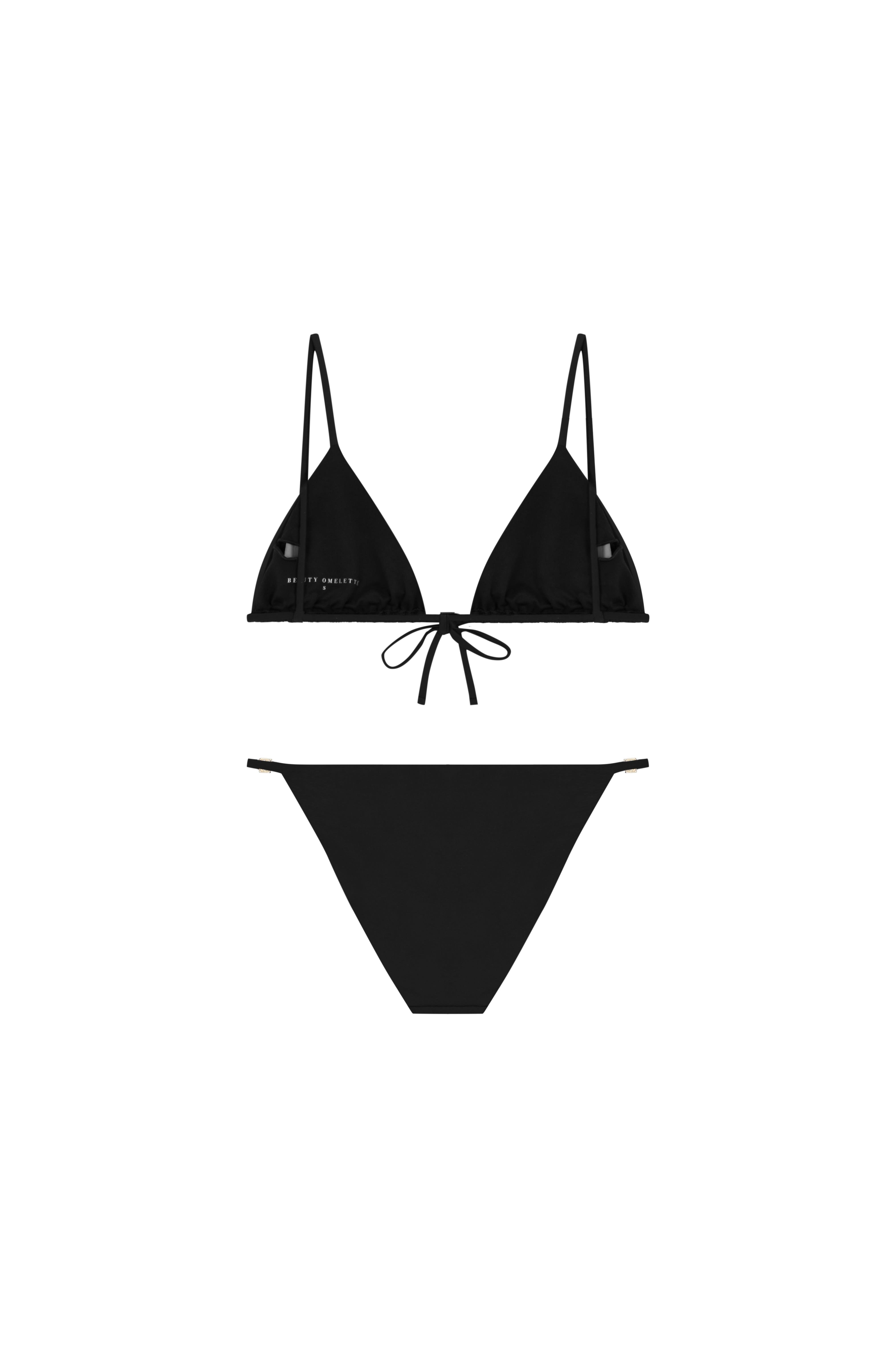 Siyah Logo Aksesuarlı Üçgen Bikini