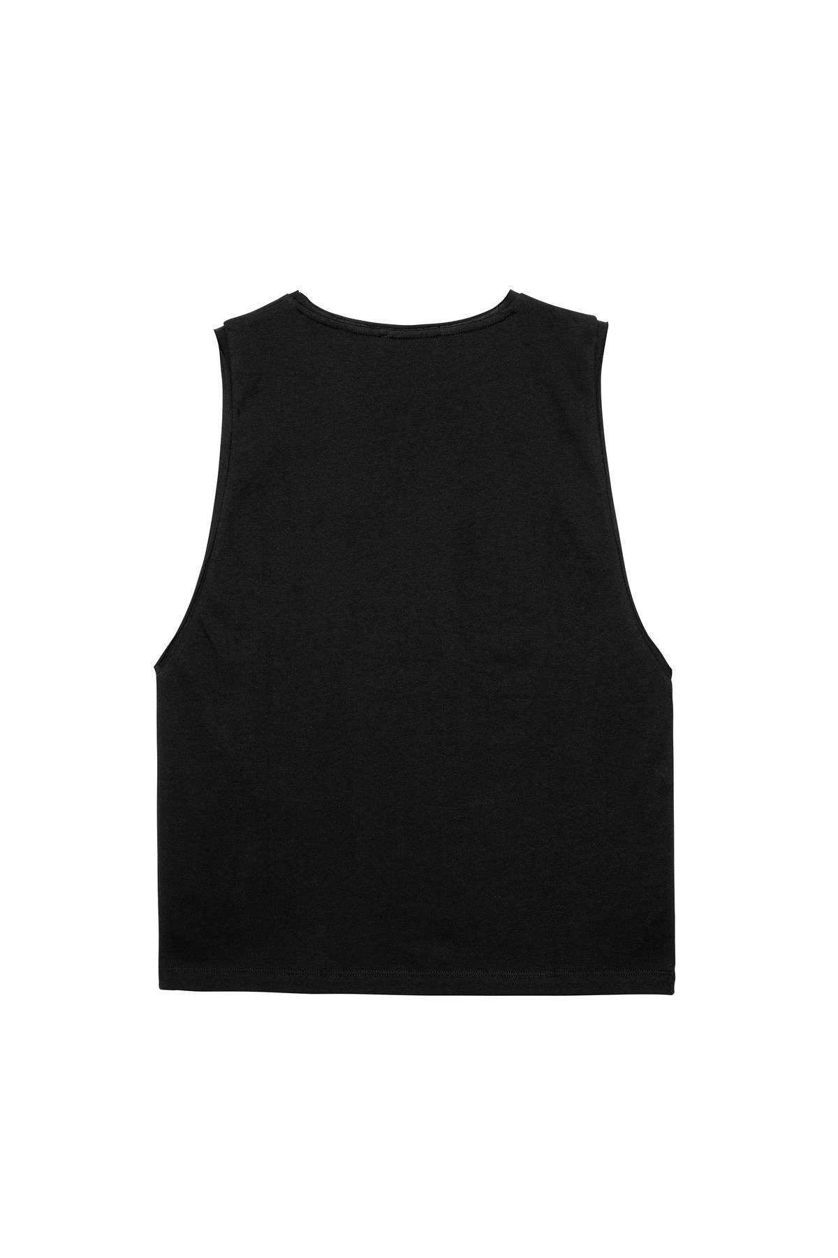 Siyah Logo Baskılı Relax Fit Kolsuz Tshirt