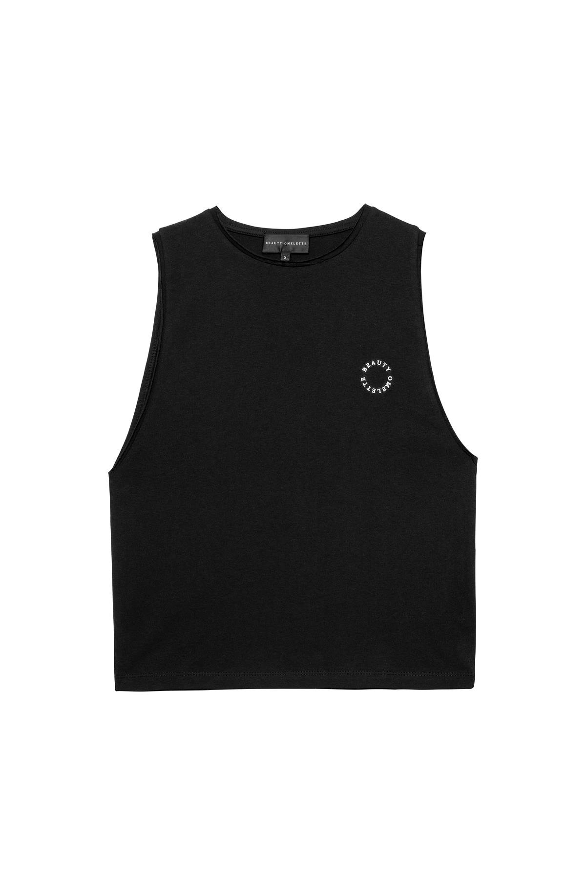 Siyah Logo Baskılı Relax Fit Kolsuz Tshirt