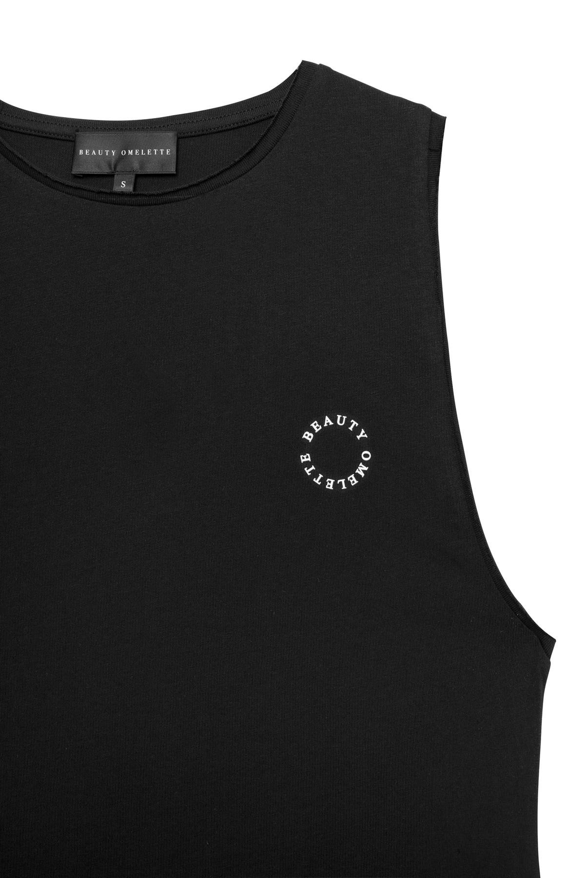 Siyah Logo Baskılı Relax Fit Kolsuz Tshirt