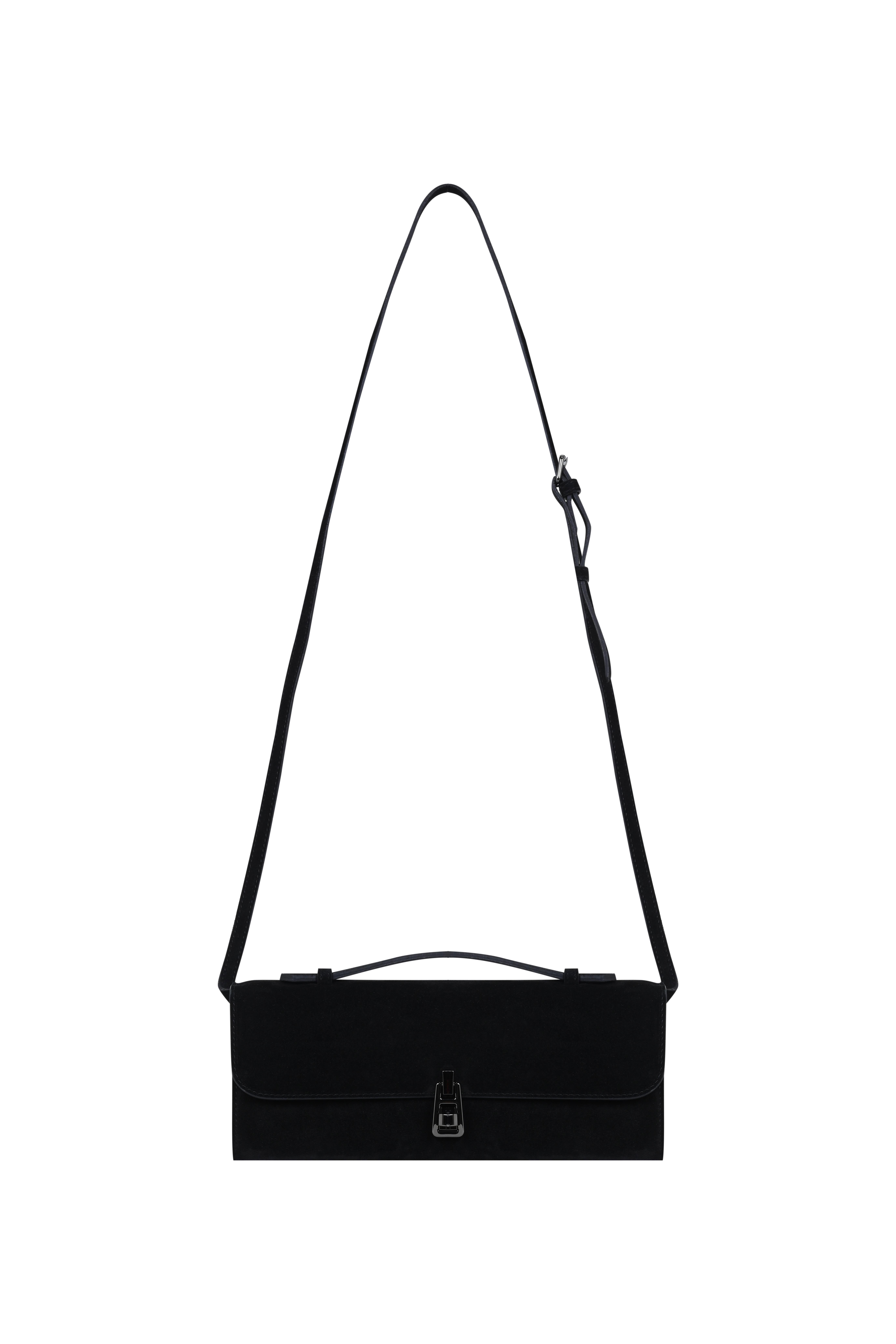 Siyah Long June Süet Clutch Bag