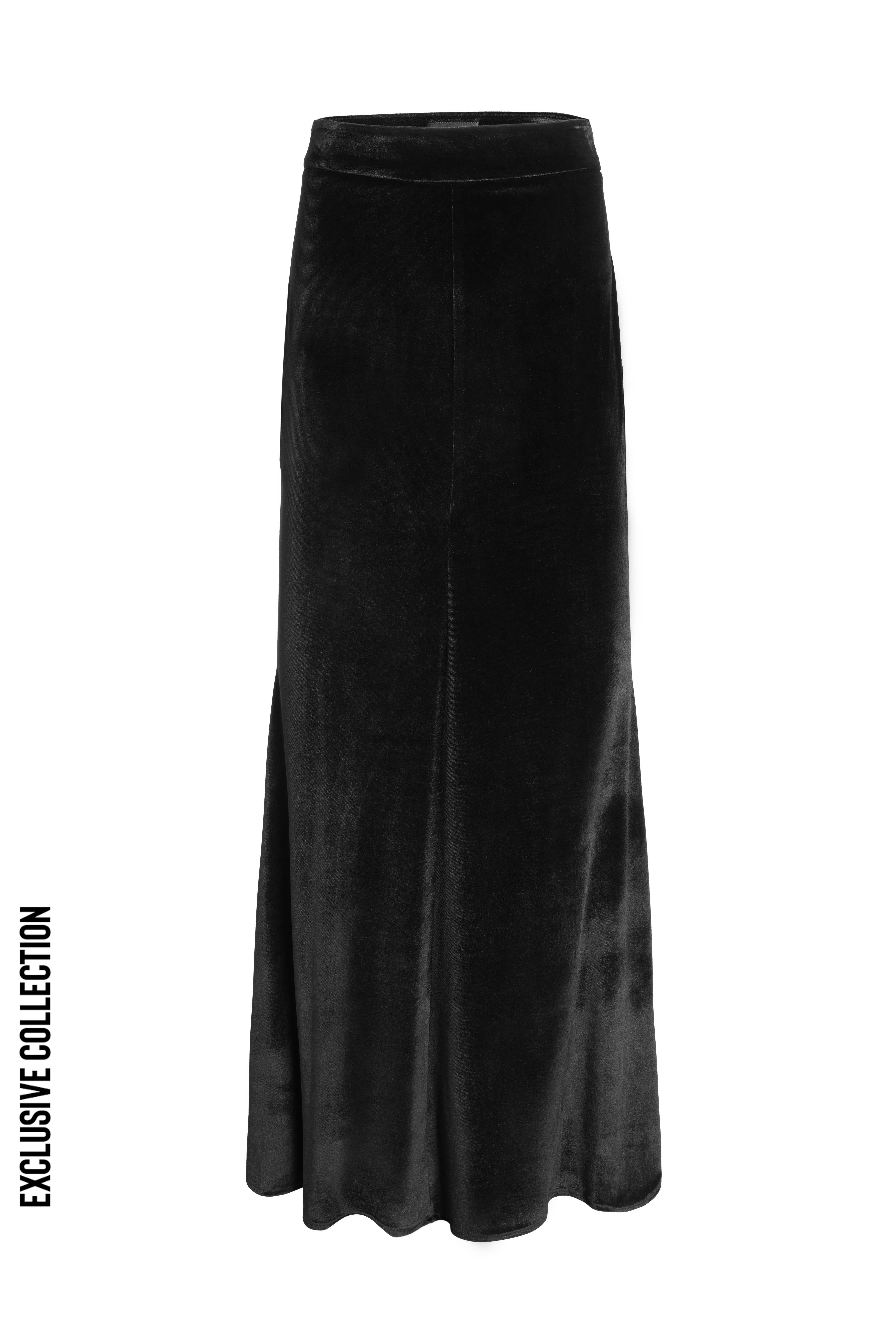 Siyah Maxi Kadife Etek - Exclusive Collection