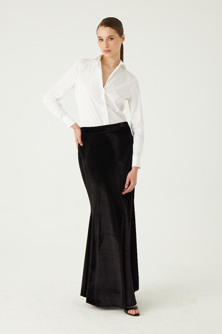 Siyah Maxi Kadife Etek - Exclusive Collection