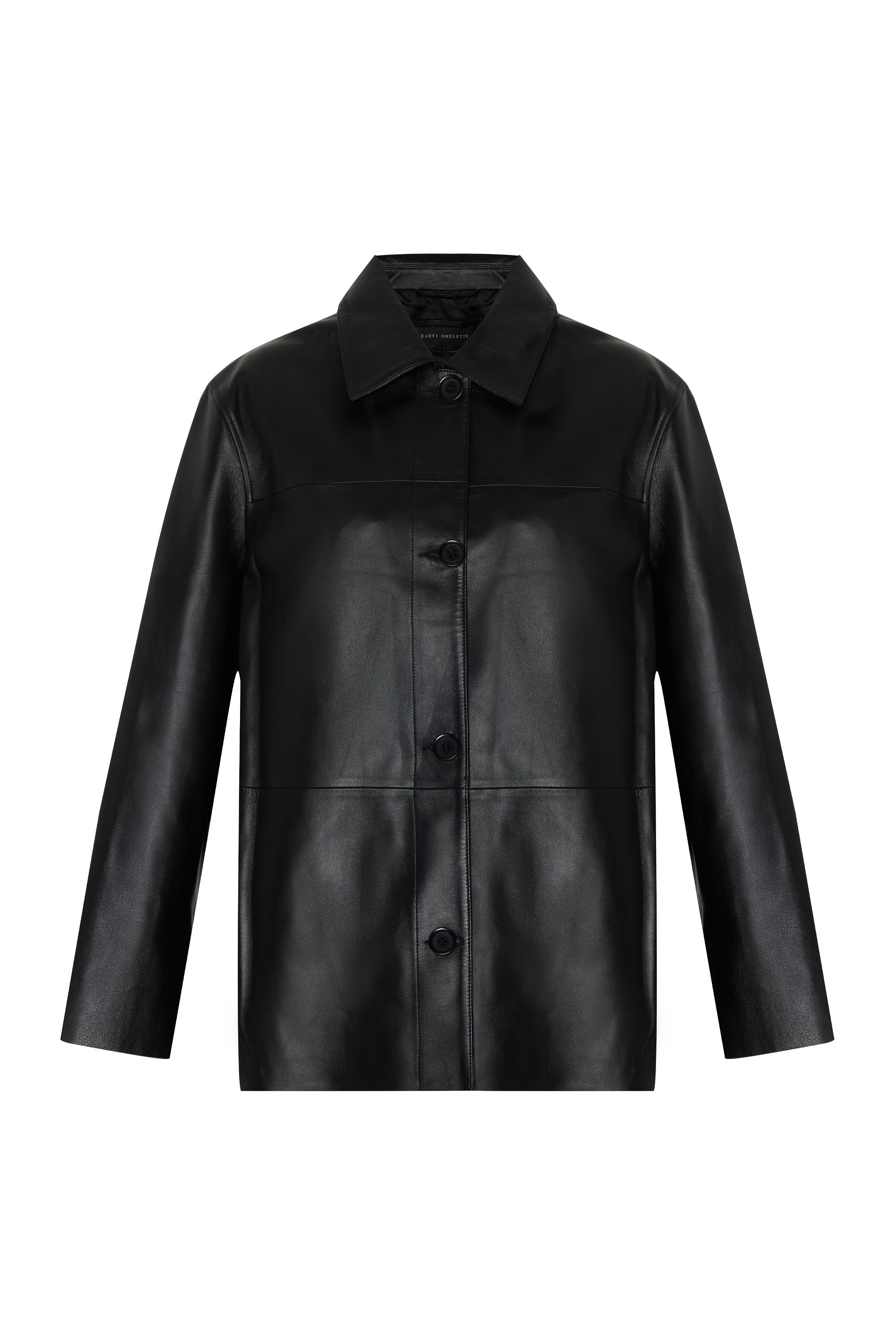 Siyah Napa Deri Gömlek