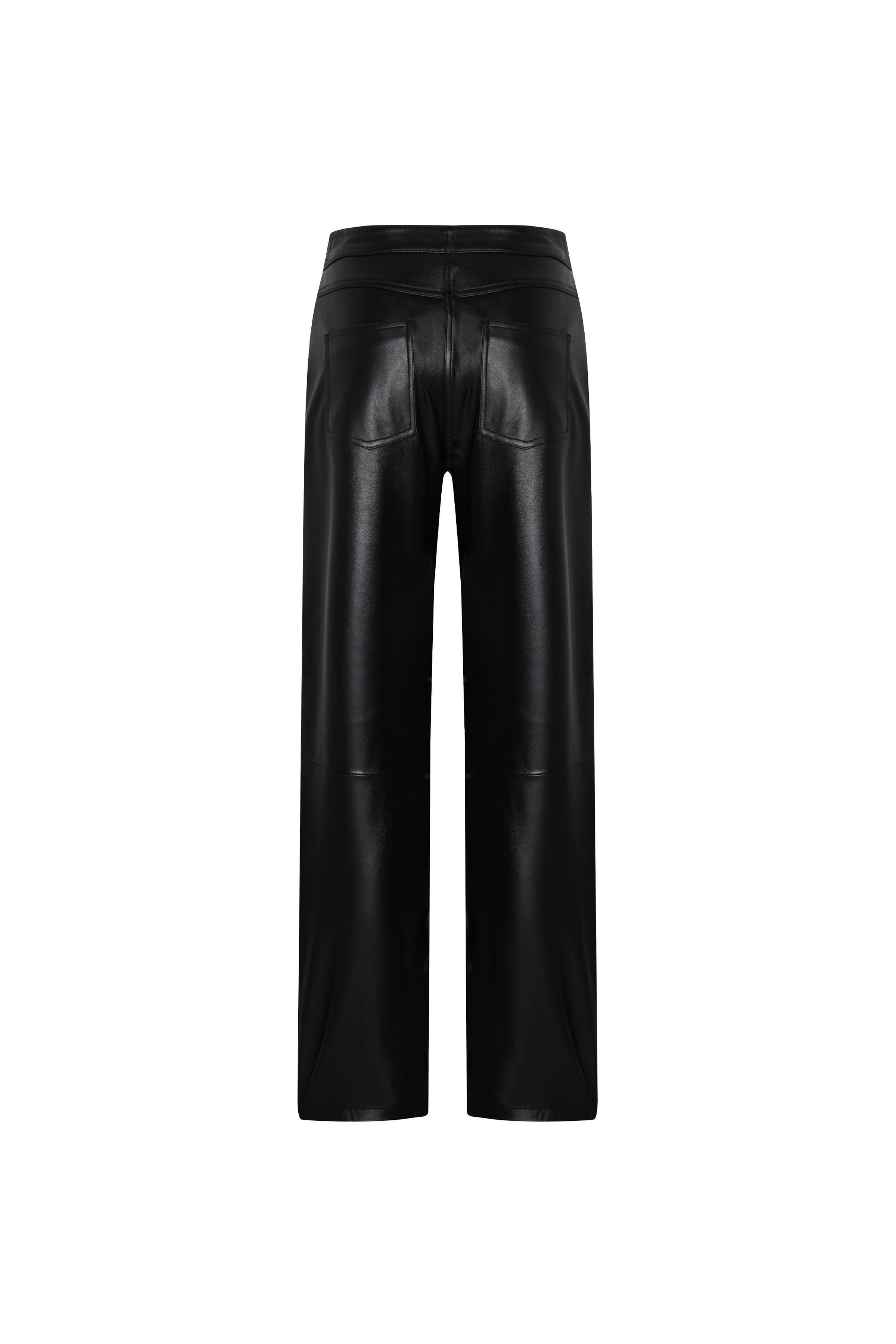 Siyah Napa Deri Pantolon