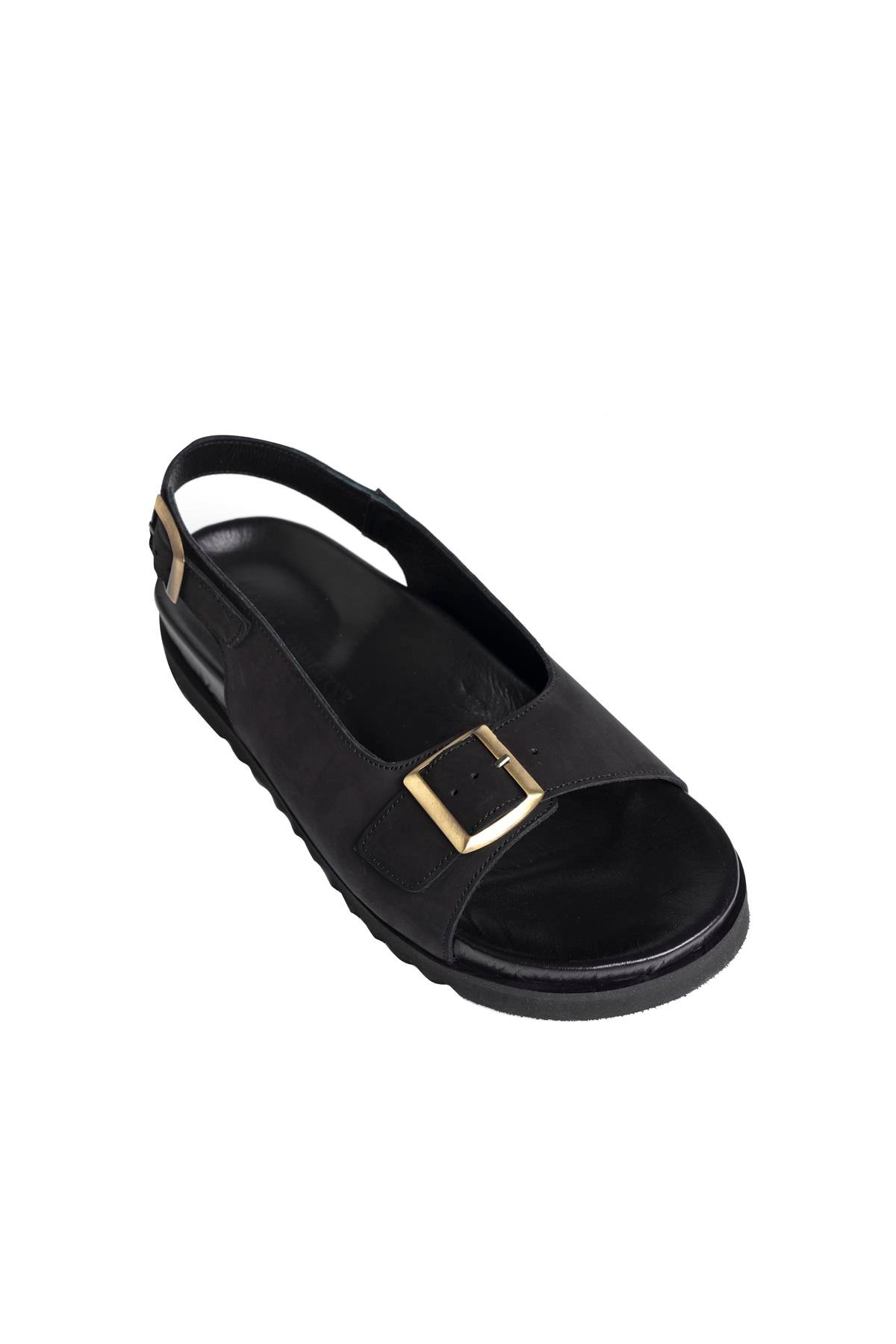 Siyah Nubuk Spor Sandalet