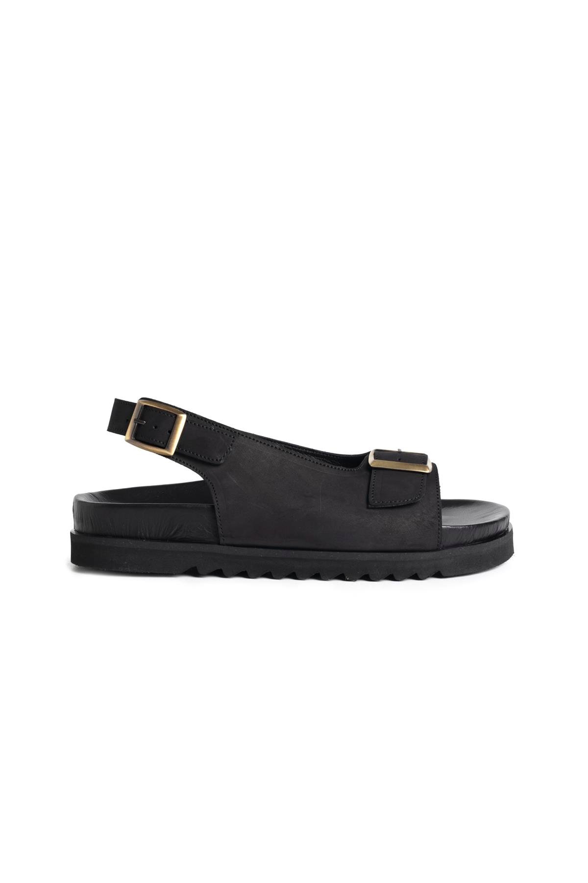 Siyah Nubuk Spor Sandalet