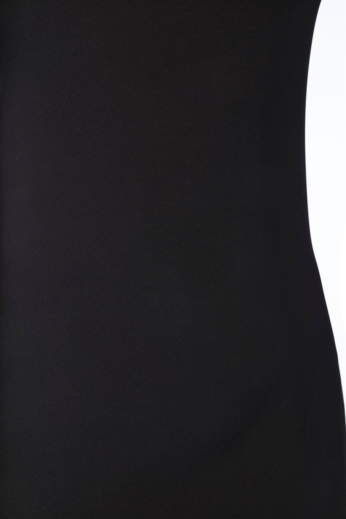 Siyah Ottoman Kumaş Fitted Elbise