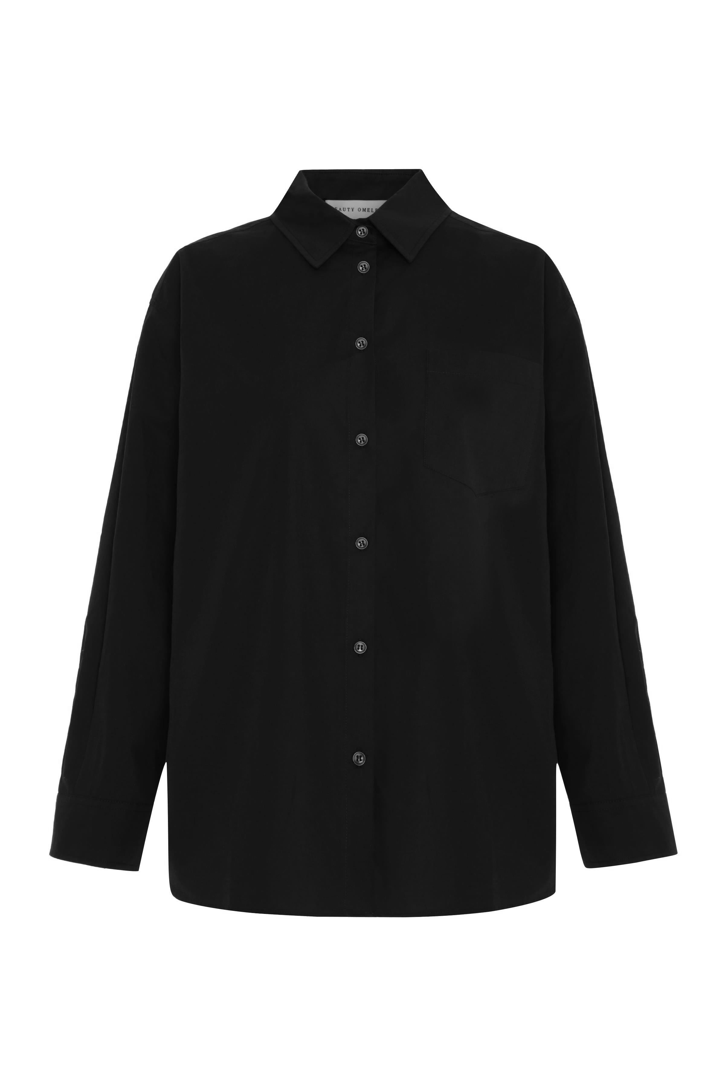 Siyah Oversize Poplin Gömlek
