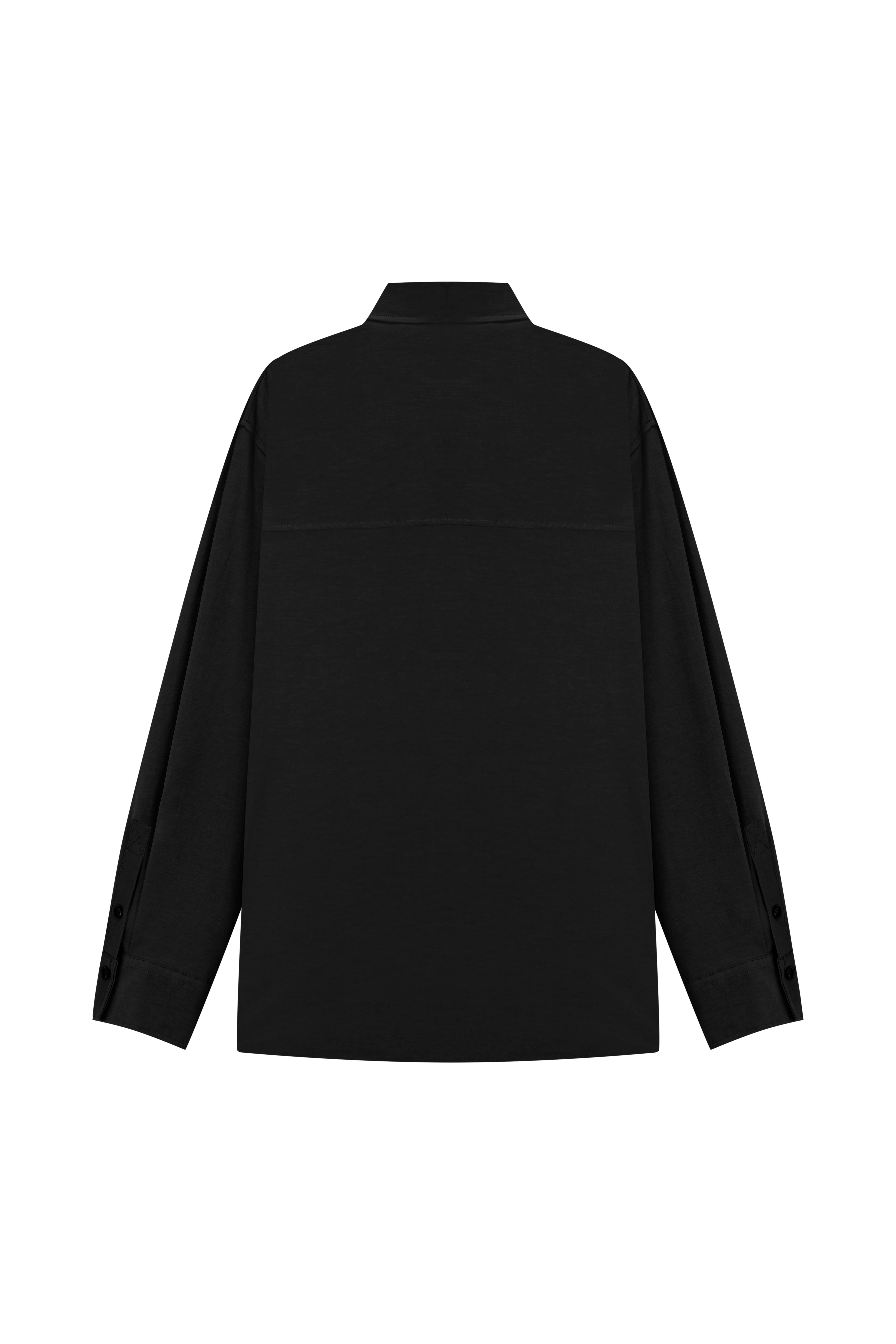 Siyah Oversize Teknik Kumaş Gömlek