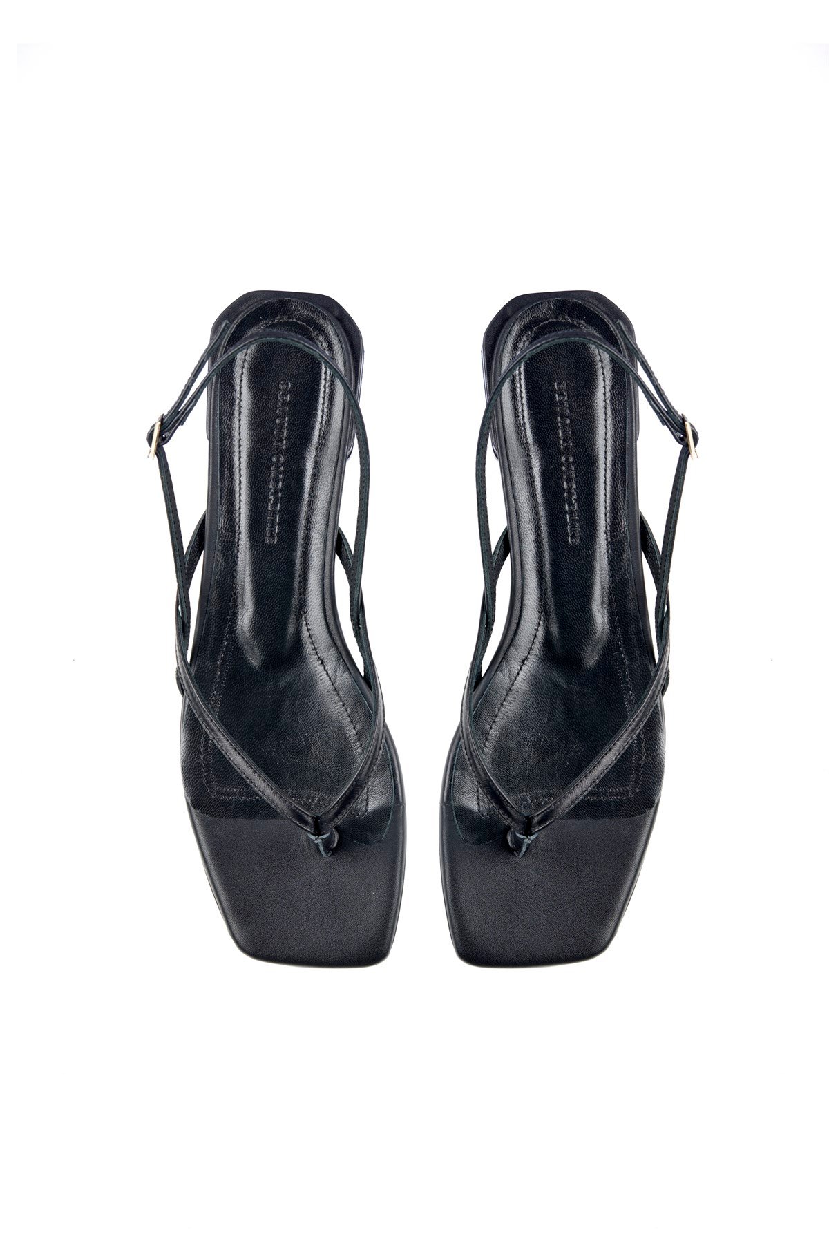 Siyah Parmak Arası Deri Sandalet