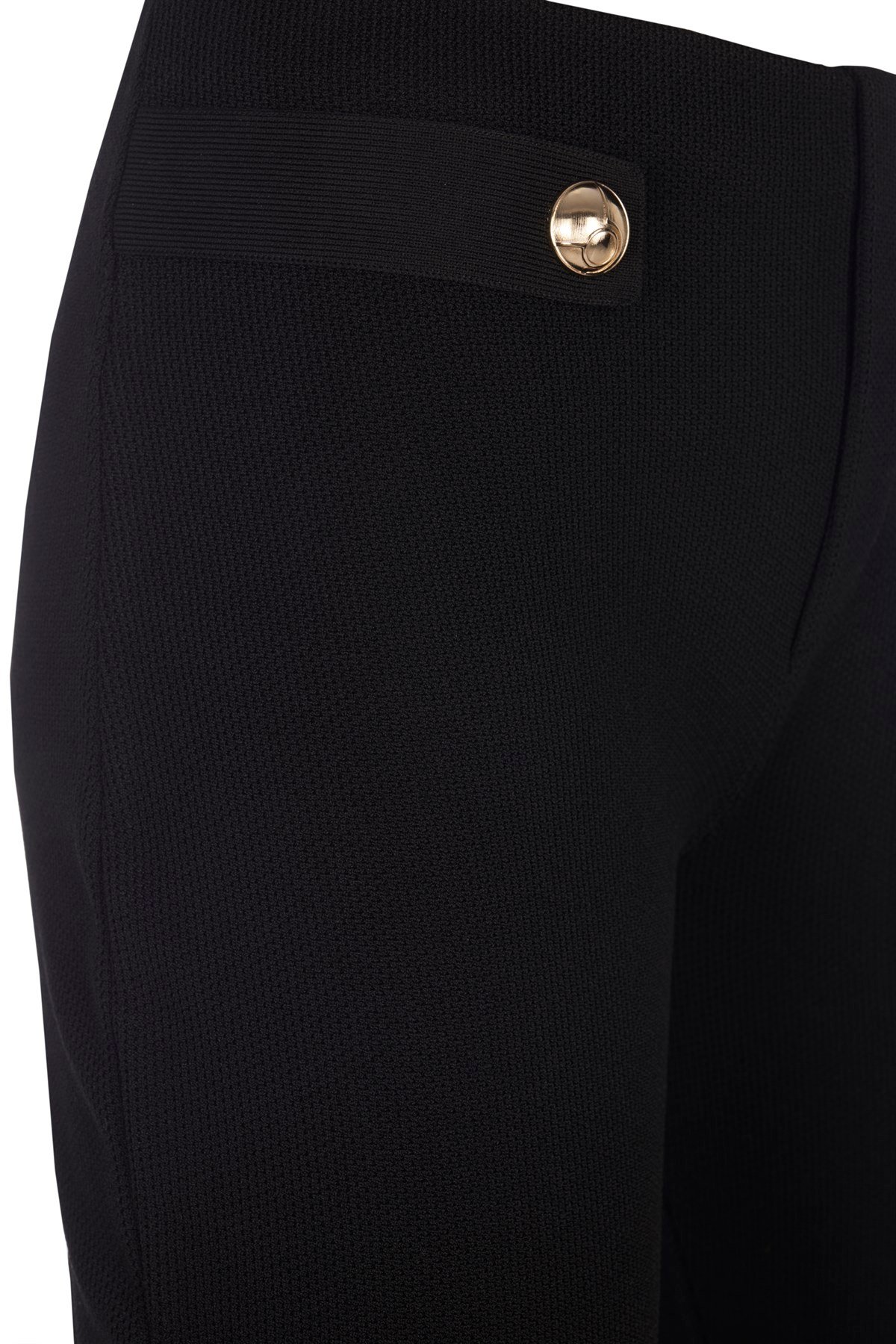 Siyah Petek Örgü Crop Flare Pantolon