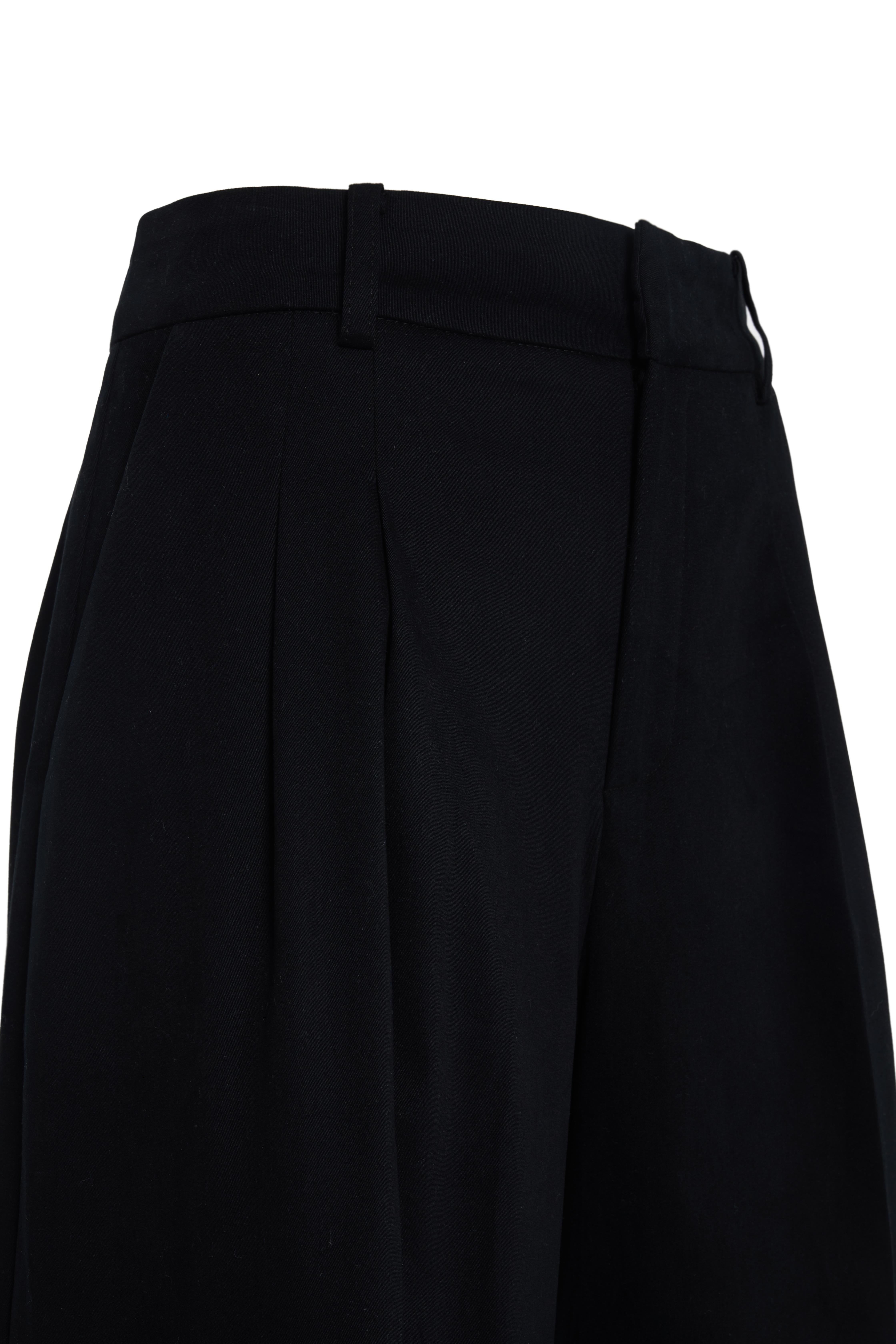 Siyah Pilili Bol Paça Uzun Pantolon