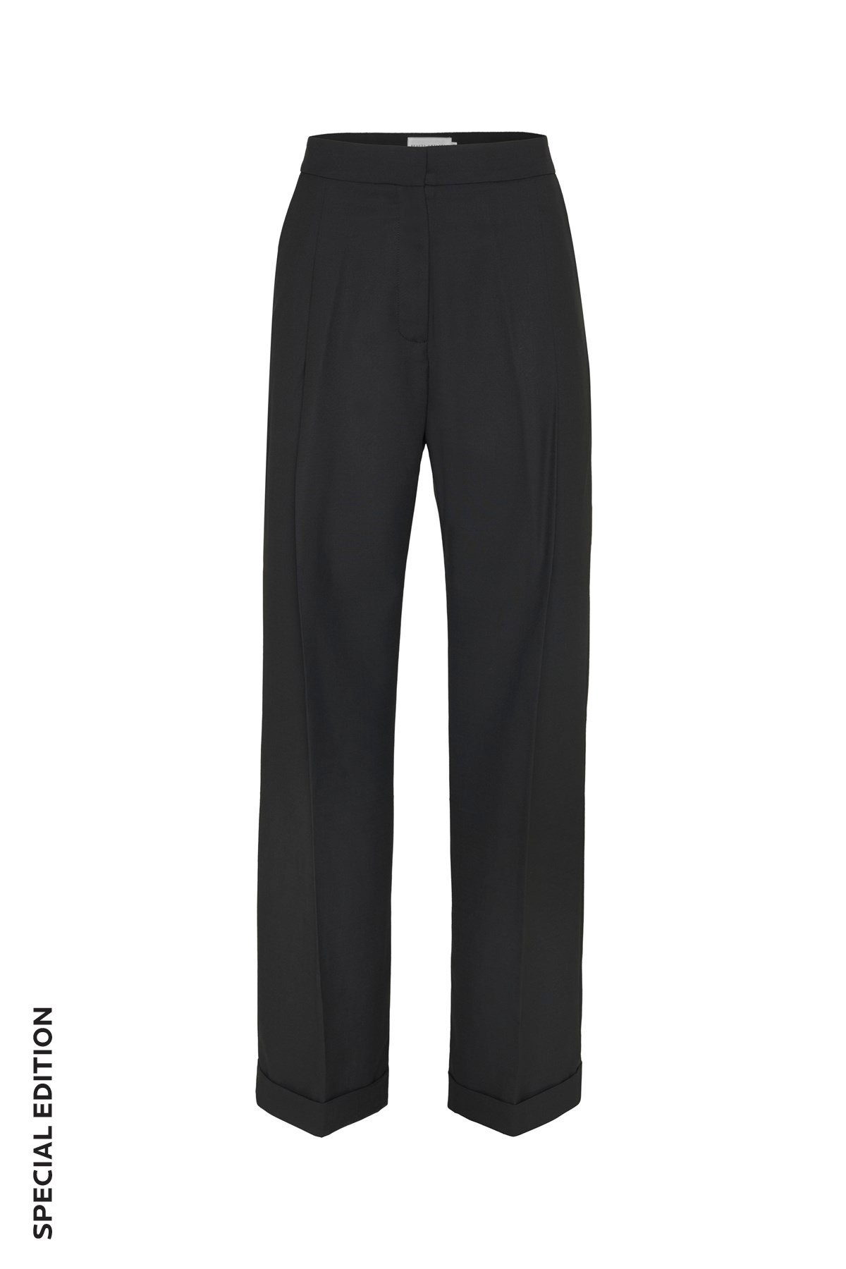 Siyah Piliseli Yünlü Bol Pantolon- Special Edition