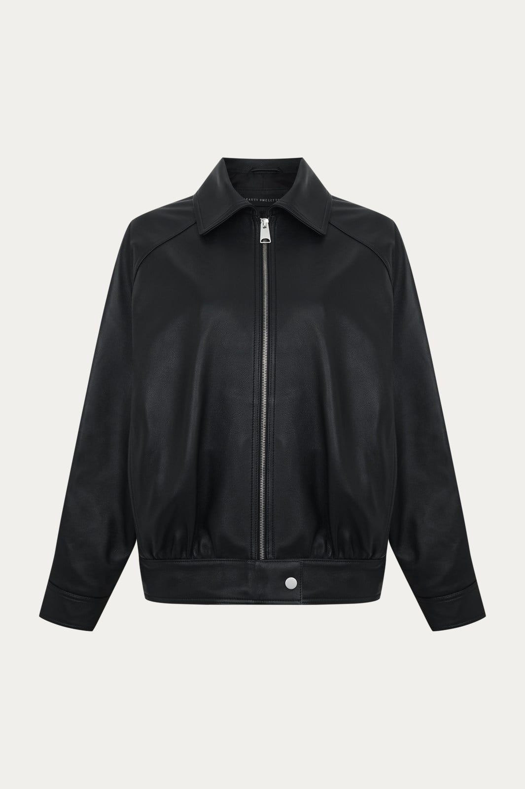 Siyah Reglan Kol Deri Bomber Ceket