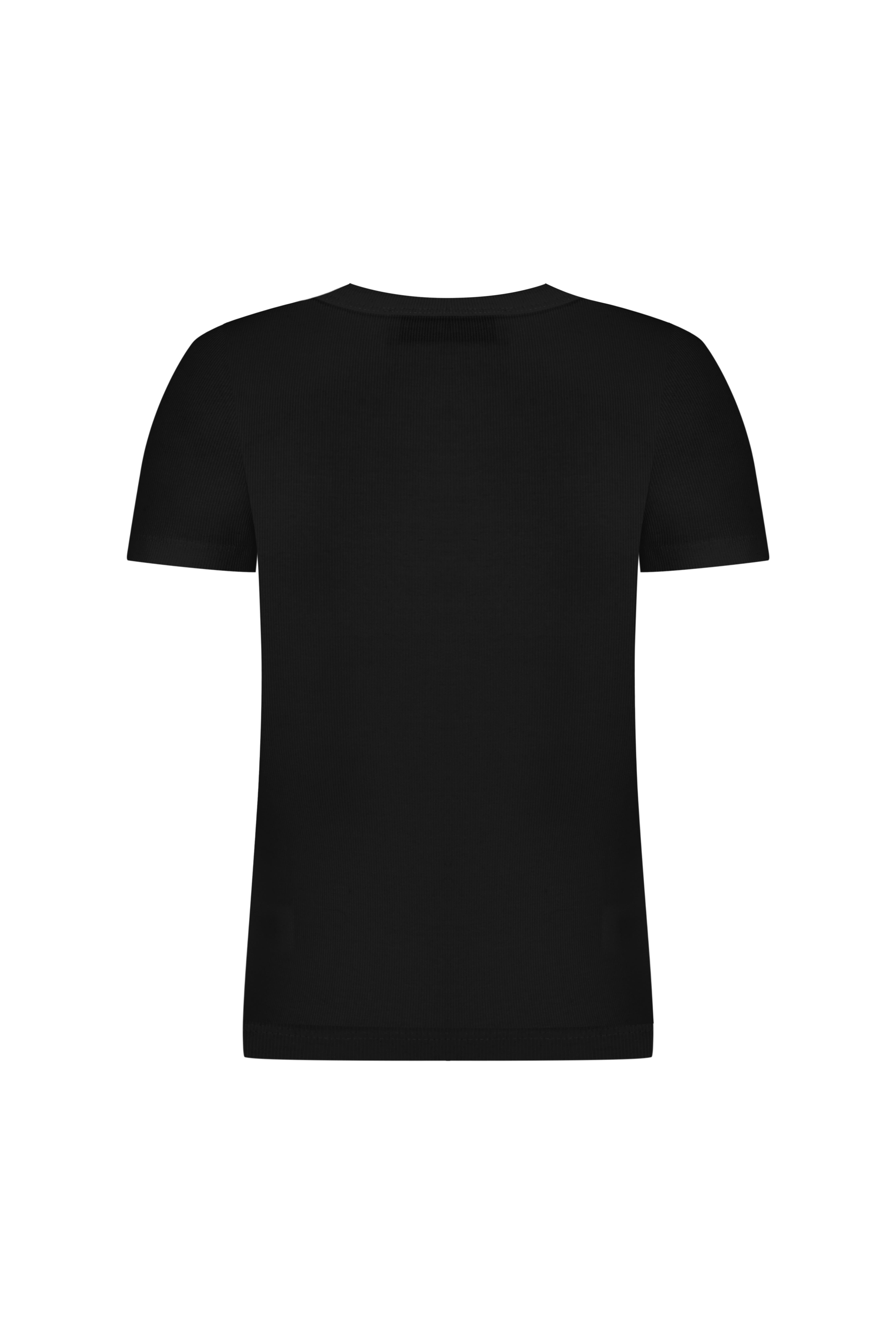 Siyah Ribli Bisiklet Yaka Fitted Tshirt