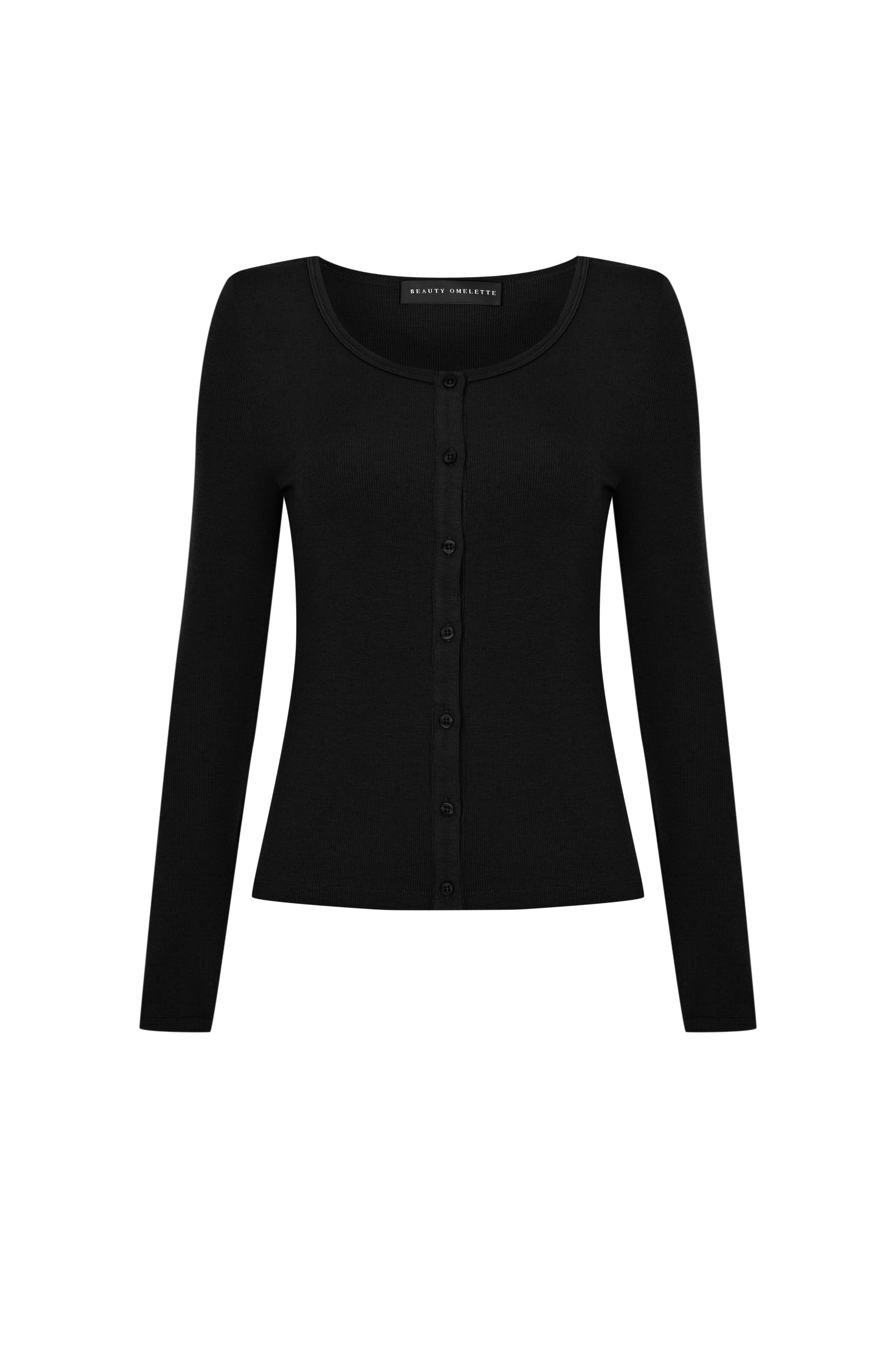 Siyah Ribli Kaşmir Dökümlü Hırka