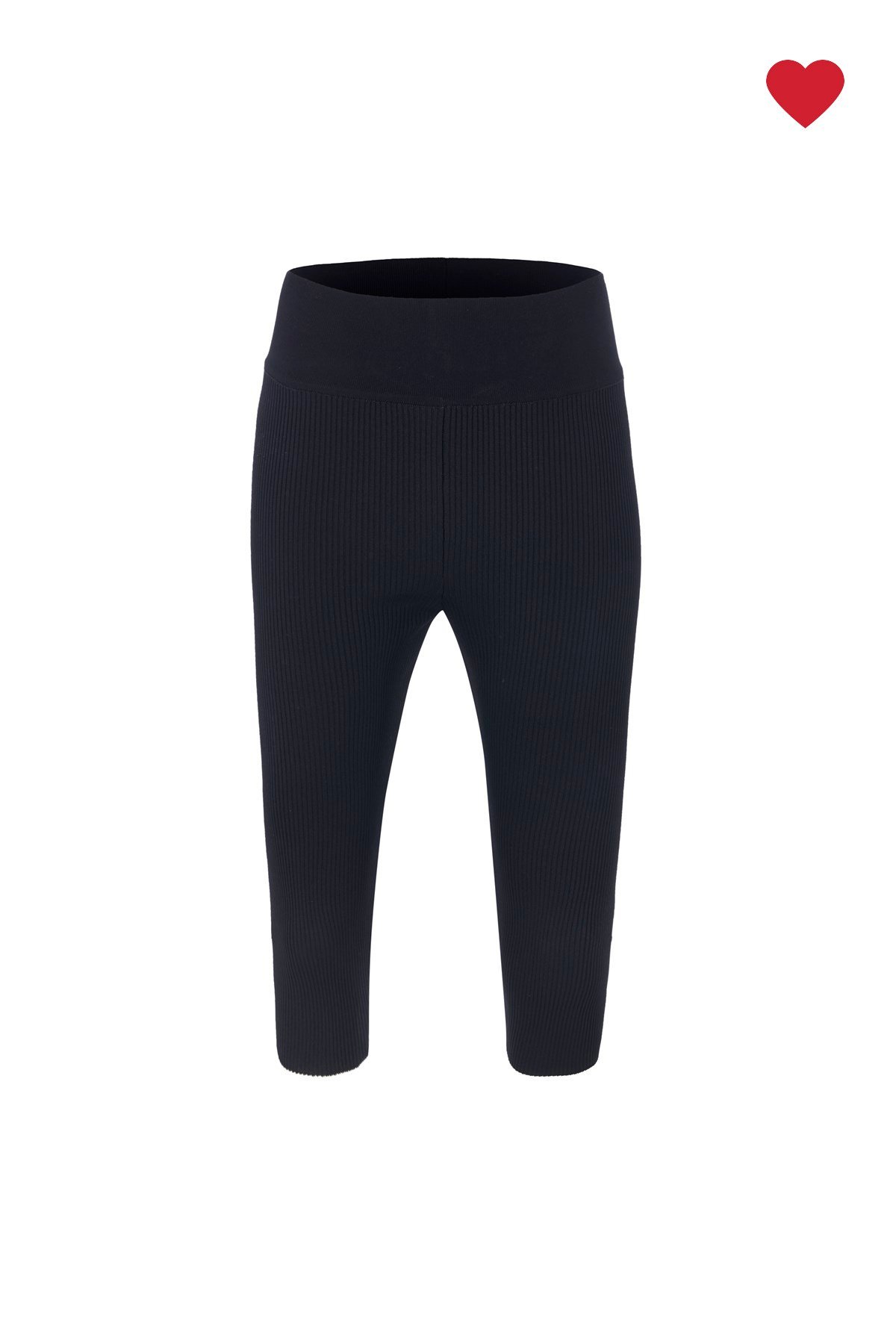 Siyah Ribli Triko Diz Altı Tayt