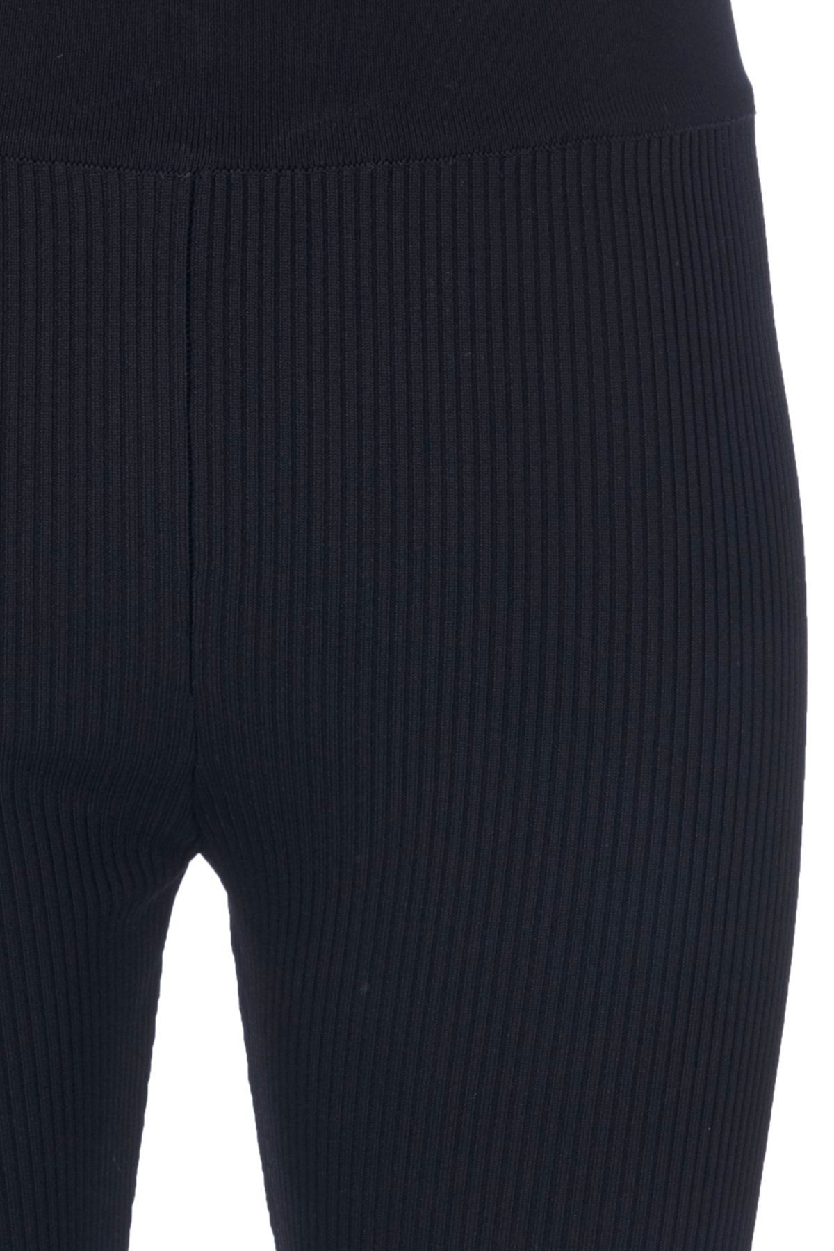 Siyah Ribli Triko Diz Altı Tayt