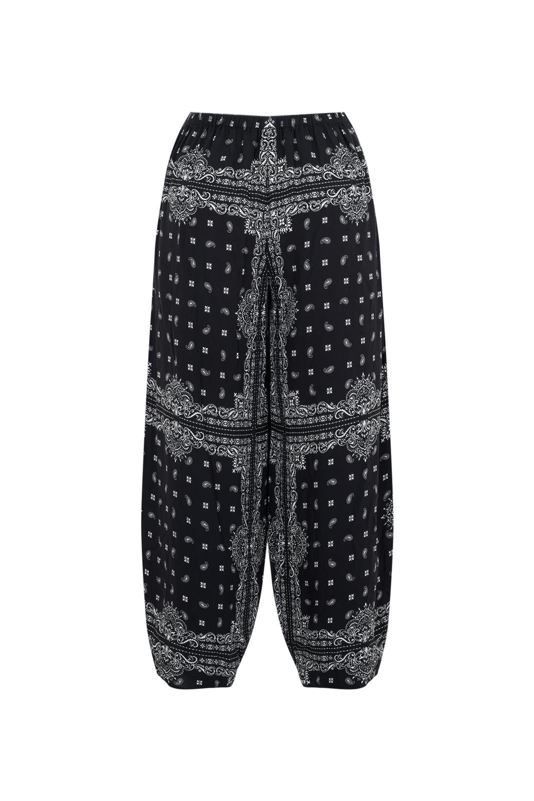 Siyah Şal Desen Dökümlü Harem Pantolon