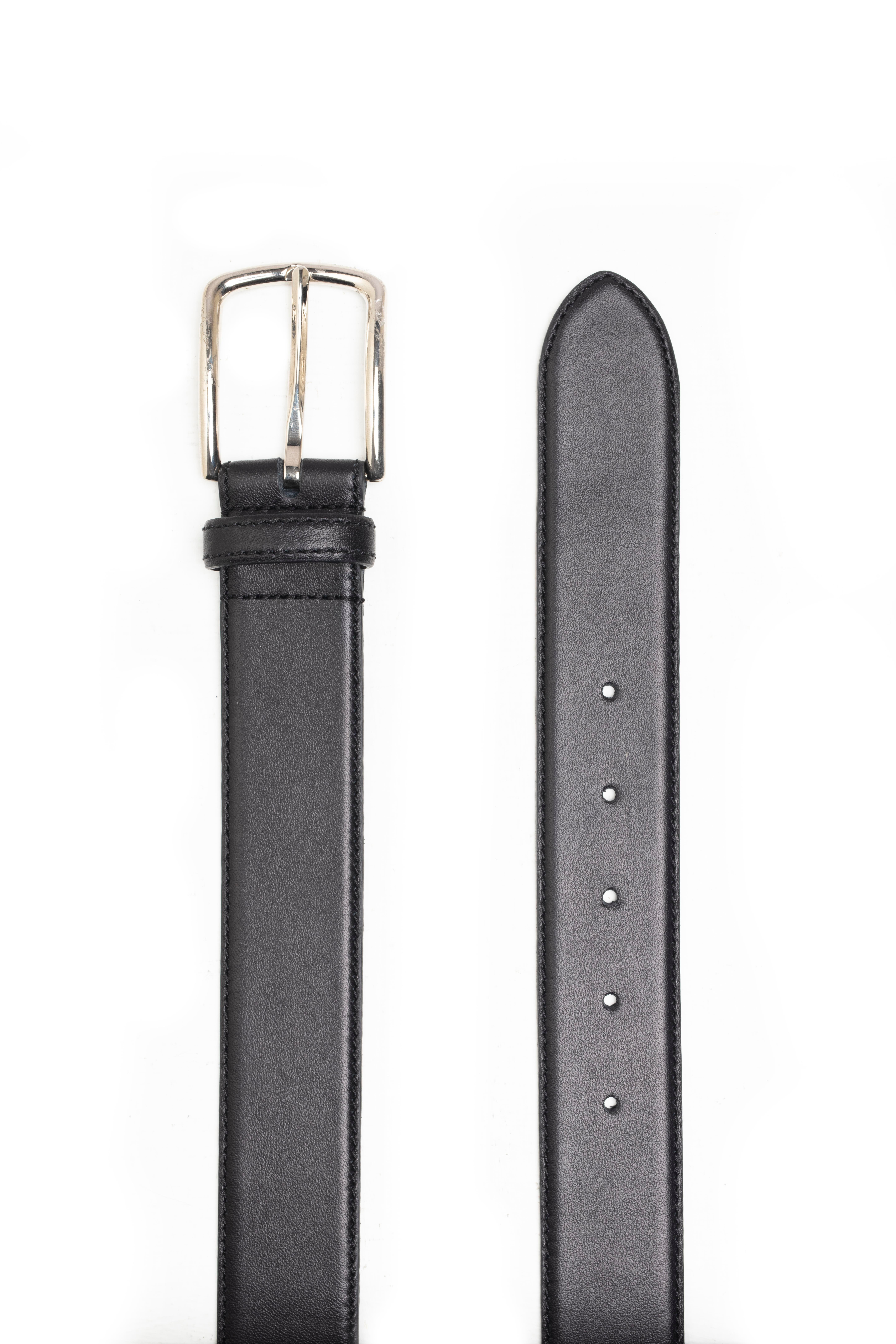 Siyah Silver Tokalı Deri Kalın Kemer