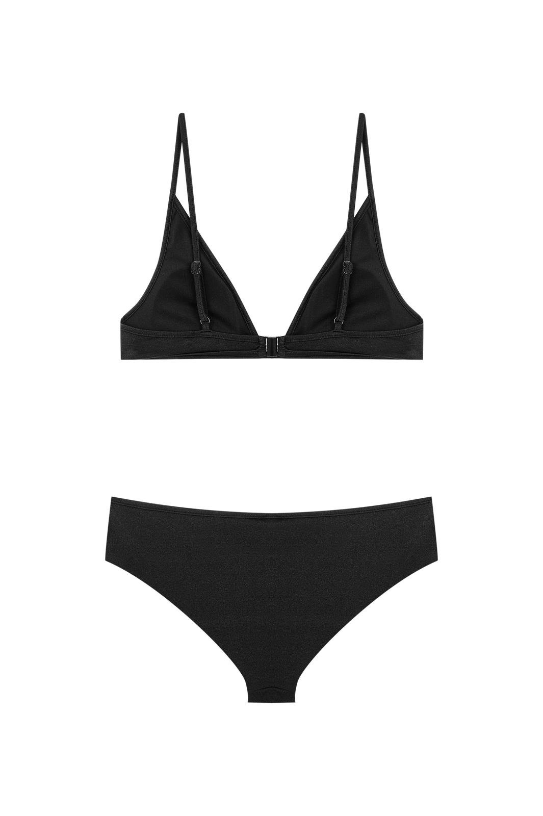 Siyah Simli Kalın Üçgen Form Bikini