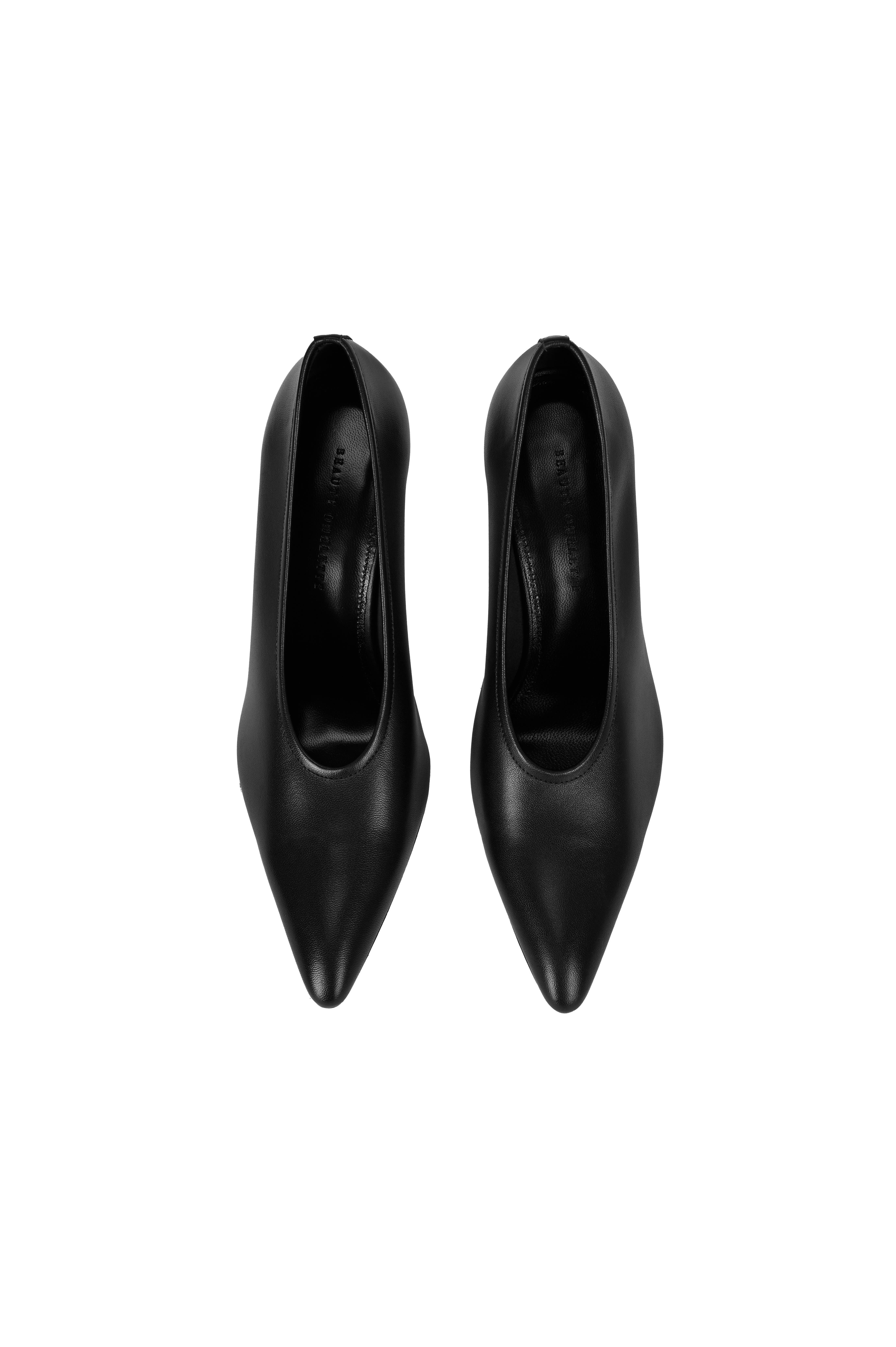 Siyah Streç Deri Stiletto