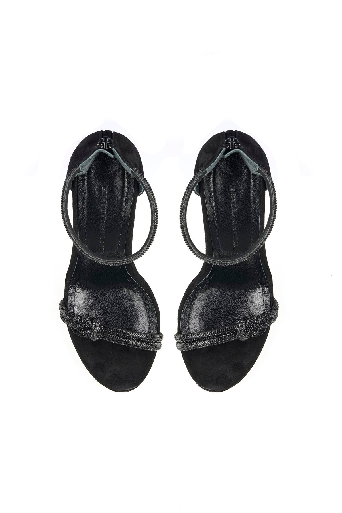 Siyah Taşlı Düğüm Detaylı Süet Anna