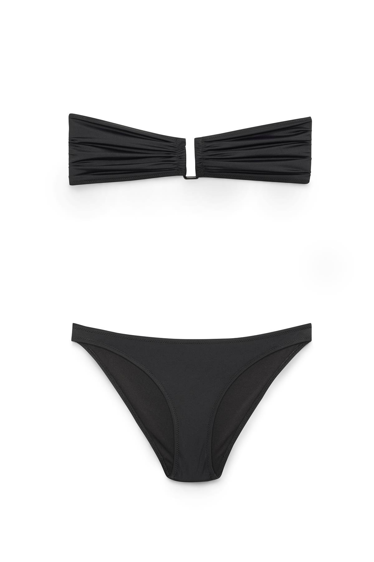 Siyah Toka Detaylı Straplez Bikini