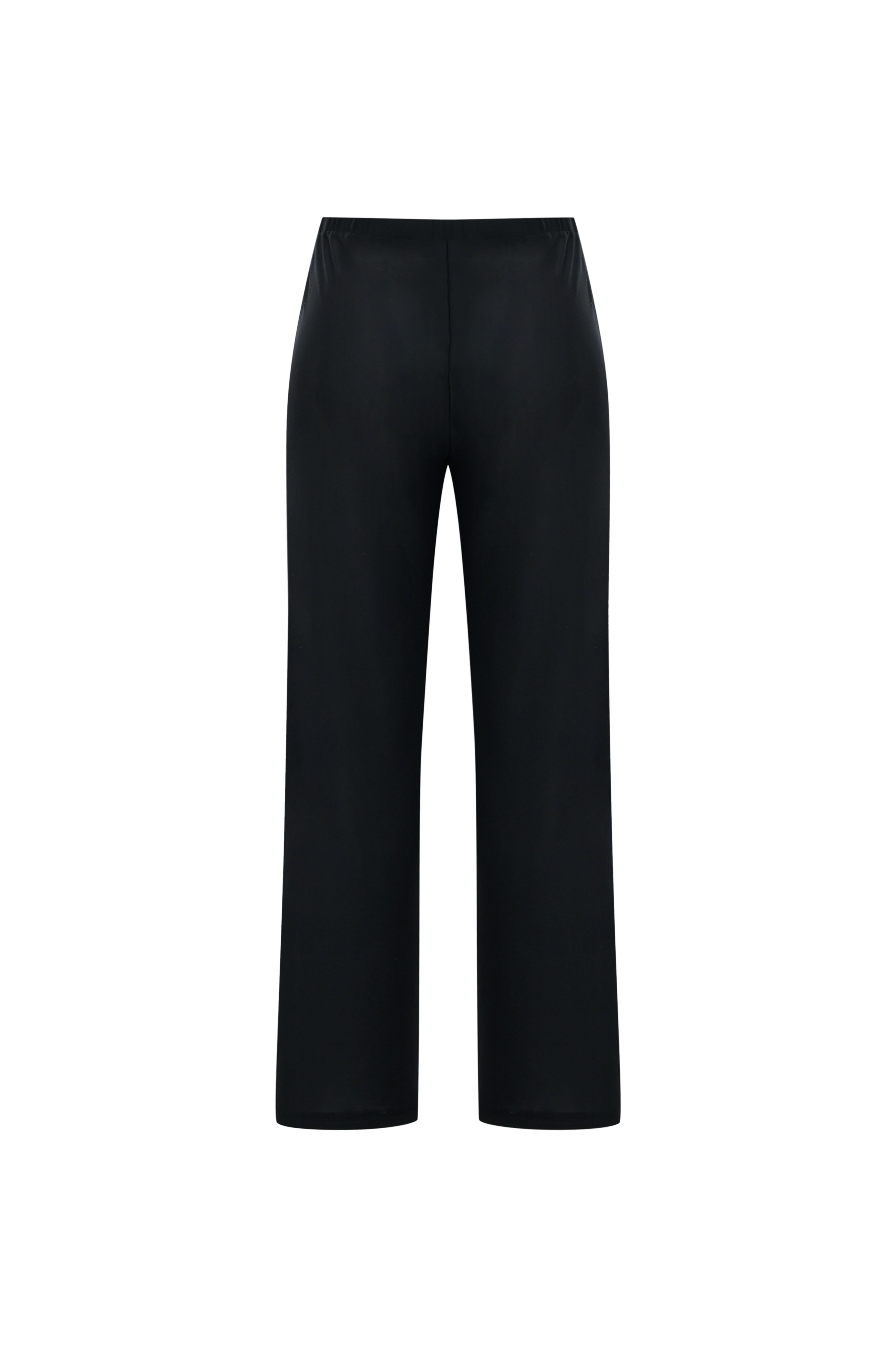 Siyah Tül Lastikli Bol Pantolon