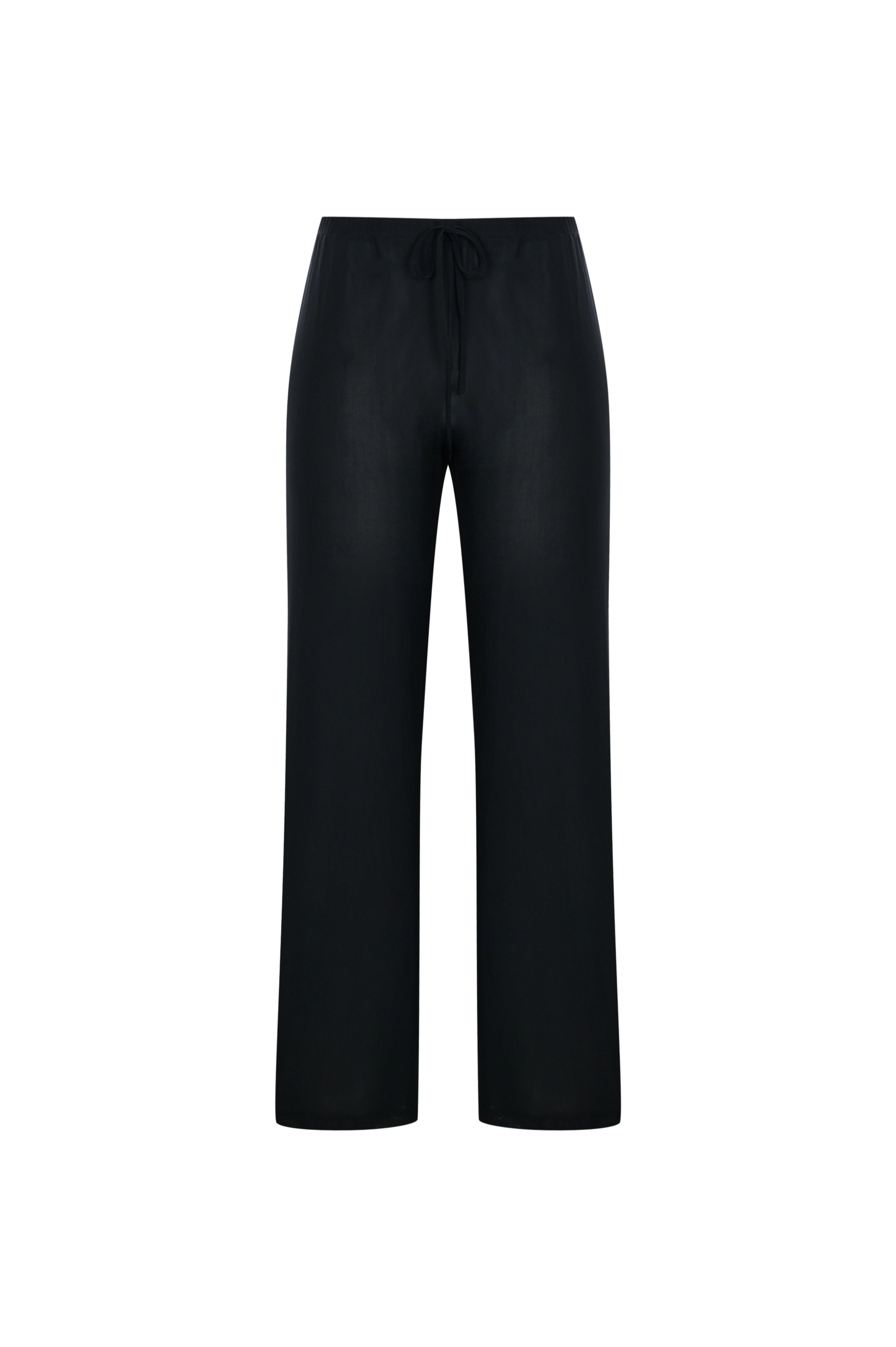 Siyah Tül Lastikli Bol Pantolon